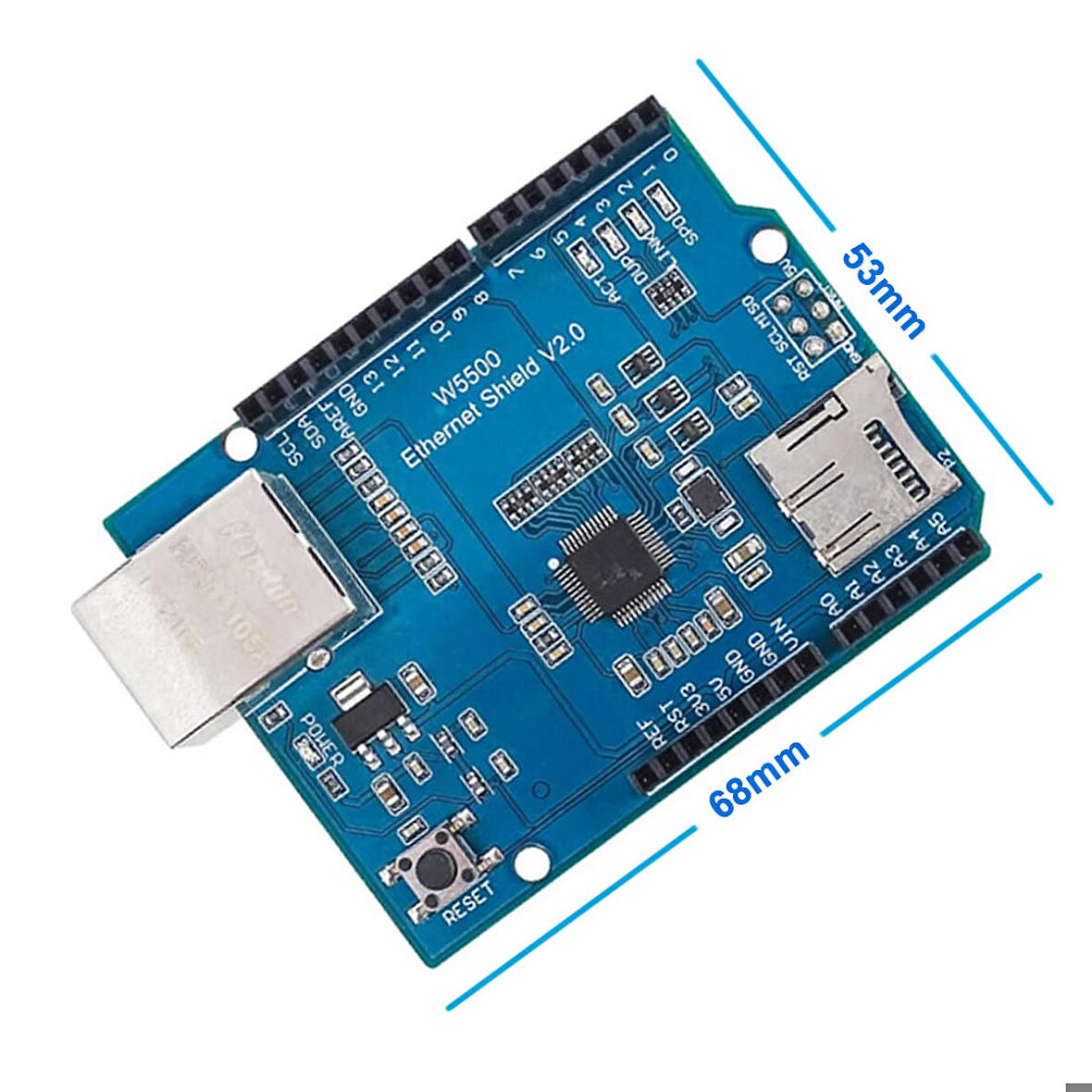 Arduino Ethernet Shield Wiznet W5500 3.3V SPI TCP/IP UDP Network Ağ Lan Haberleşme İnternet Iot Kont