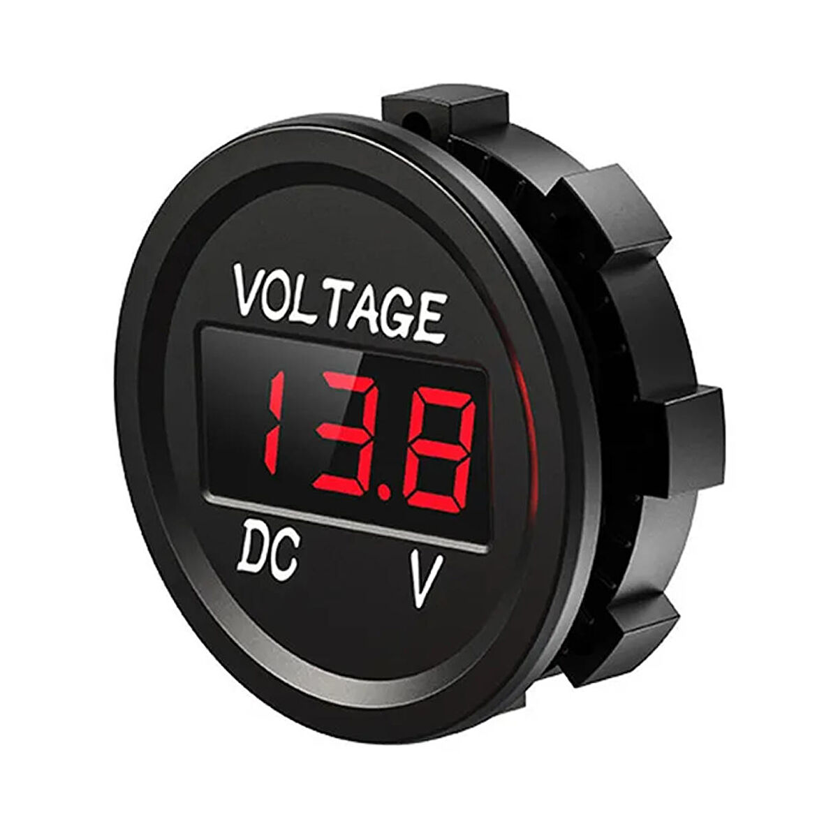 Su Geçirmez Dc 6V / 48V Voltmetre Yuvarlak Panel Tip Montajlanabilir Dijital Kırmızı Renk Led Ekran