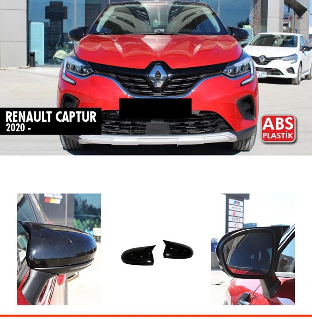 Renault Captur Yarasa Ayna Kapağı Batman 2020 üzeri Parlak Siyah