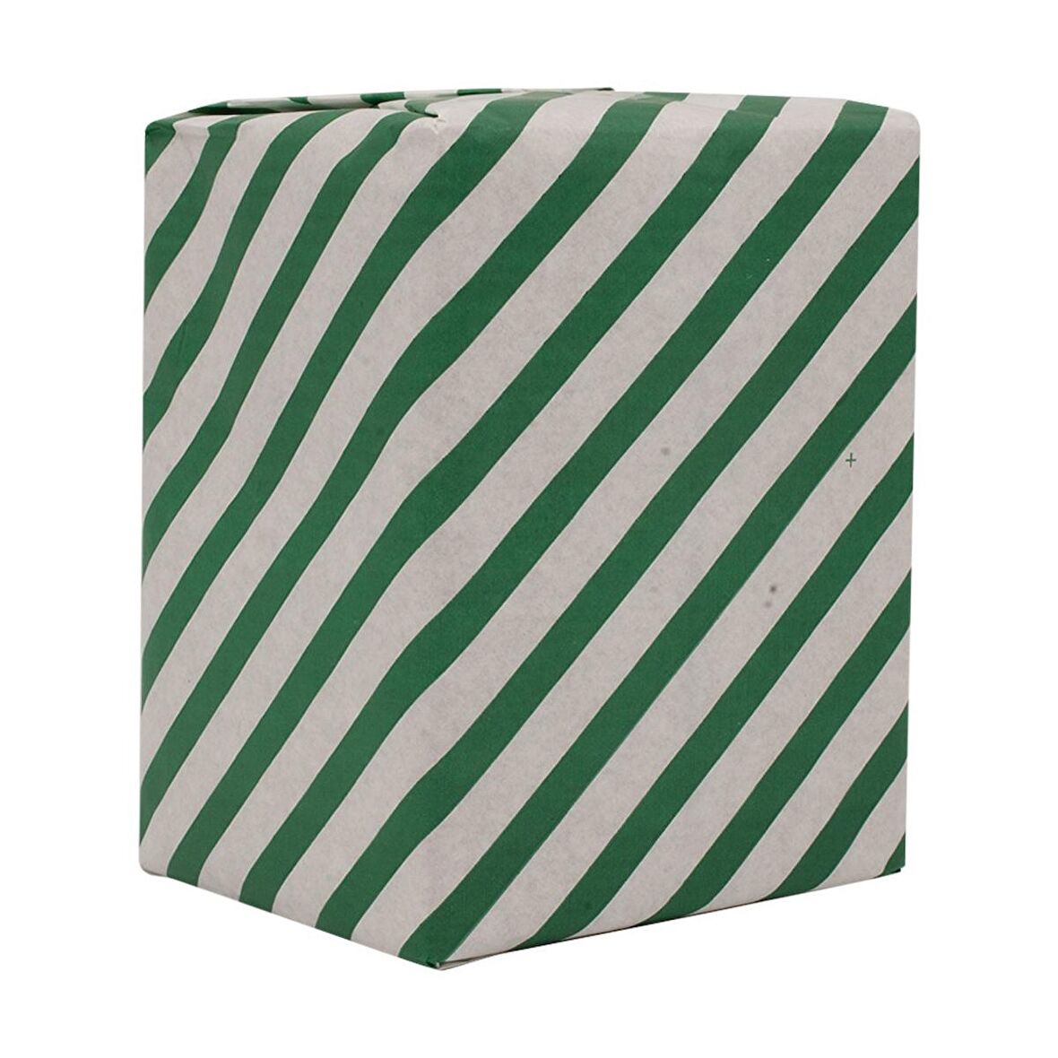 Yerli Ambalaj Kağıdı Beyaz Koyu Yeşil Verev Çizgili 40gr 70x10cm 10'lu Paket