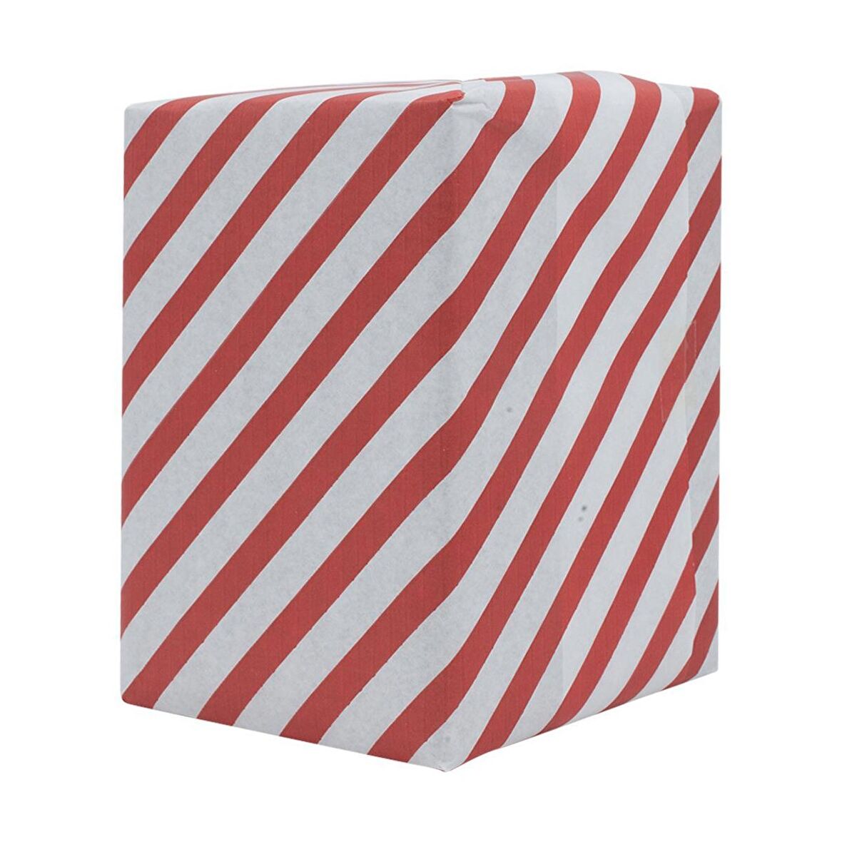 Yerli Ambalaj Kağıdı Beyaz Kırmızı Verev Çizgili 40gr 70x10cm 10'lu Paket