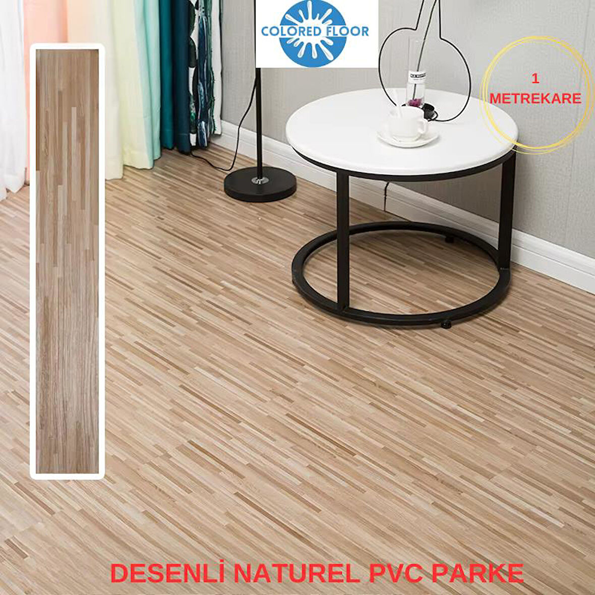 Yapışkanlı Desenli Naturel PVC Floor Esnek Zemin Yer Döşeme Parke Salon Ofis Otel Karavan Parke-P13