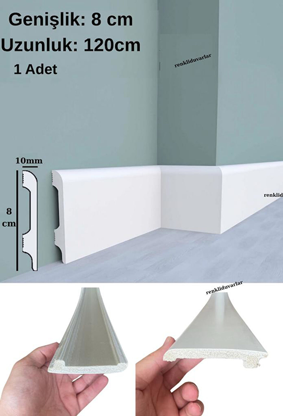 8cmx120cm Munut PVC Süpürgelik Suya Neme Dayanıklı PVC Parke Seramik Salon Mutfak Süpürgeliği