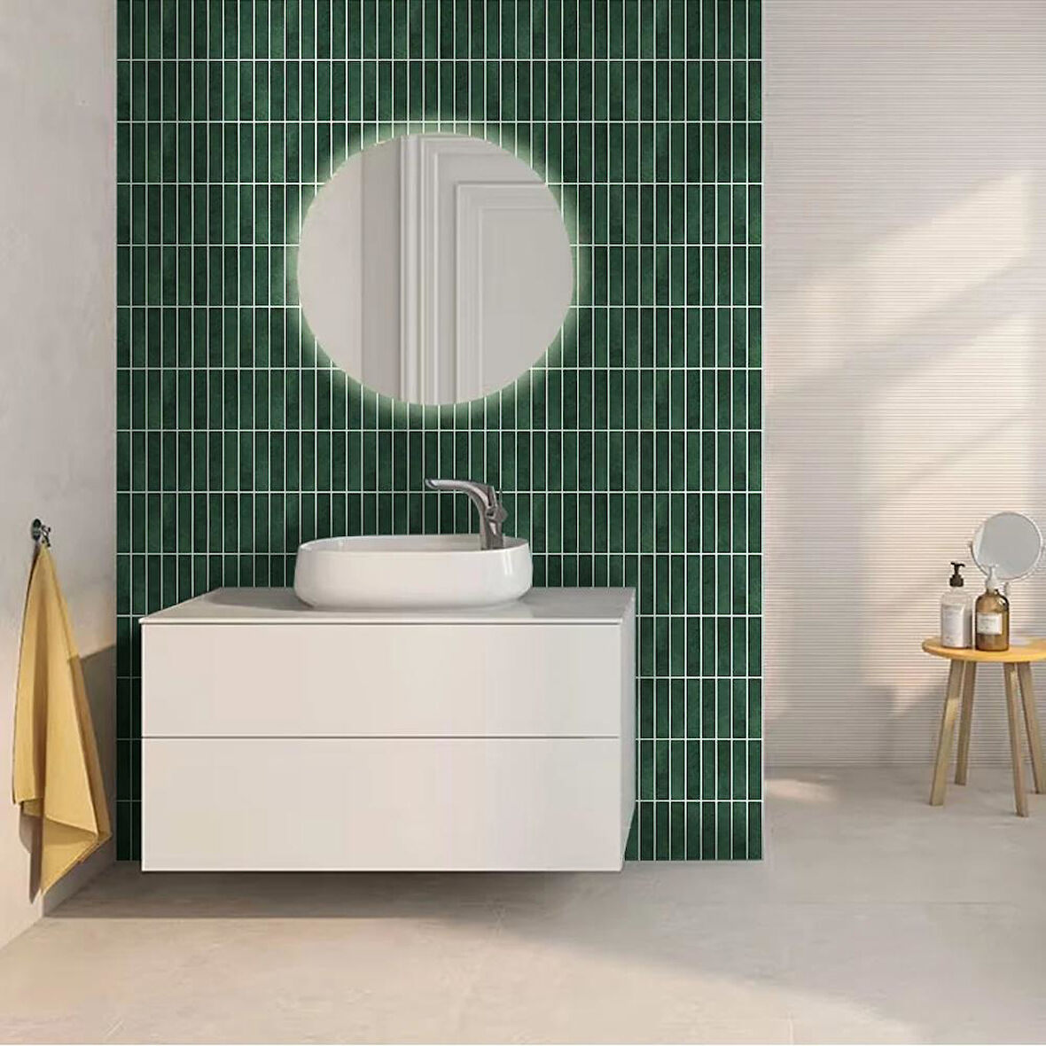 30×30cm Zümrüt Yeşili Epoksi 1 Adet 3D Yapışkanlı Duvar Kaplama Paneli Mutfak Banyo Salon Ofis