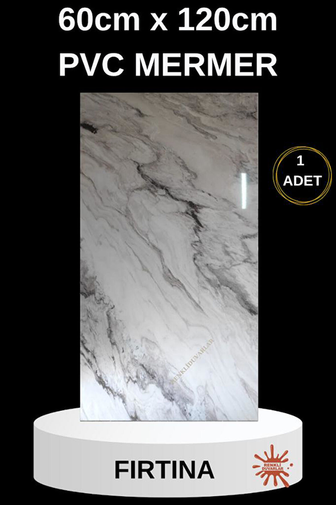Alternatif Kaplama UV PVC Fırtına Mermer Desenli 1 Adet 60x120cm Ev Ofis Otel Duvar Kaplama Paneli