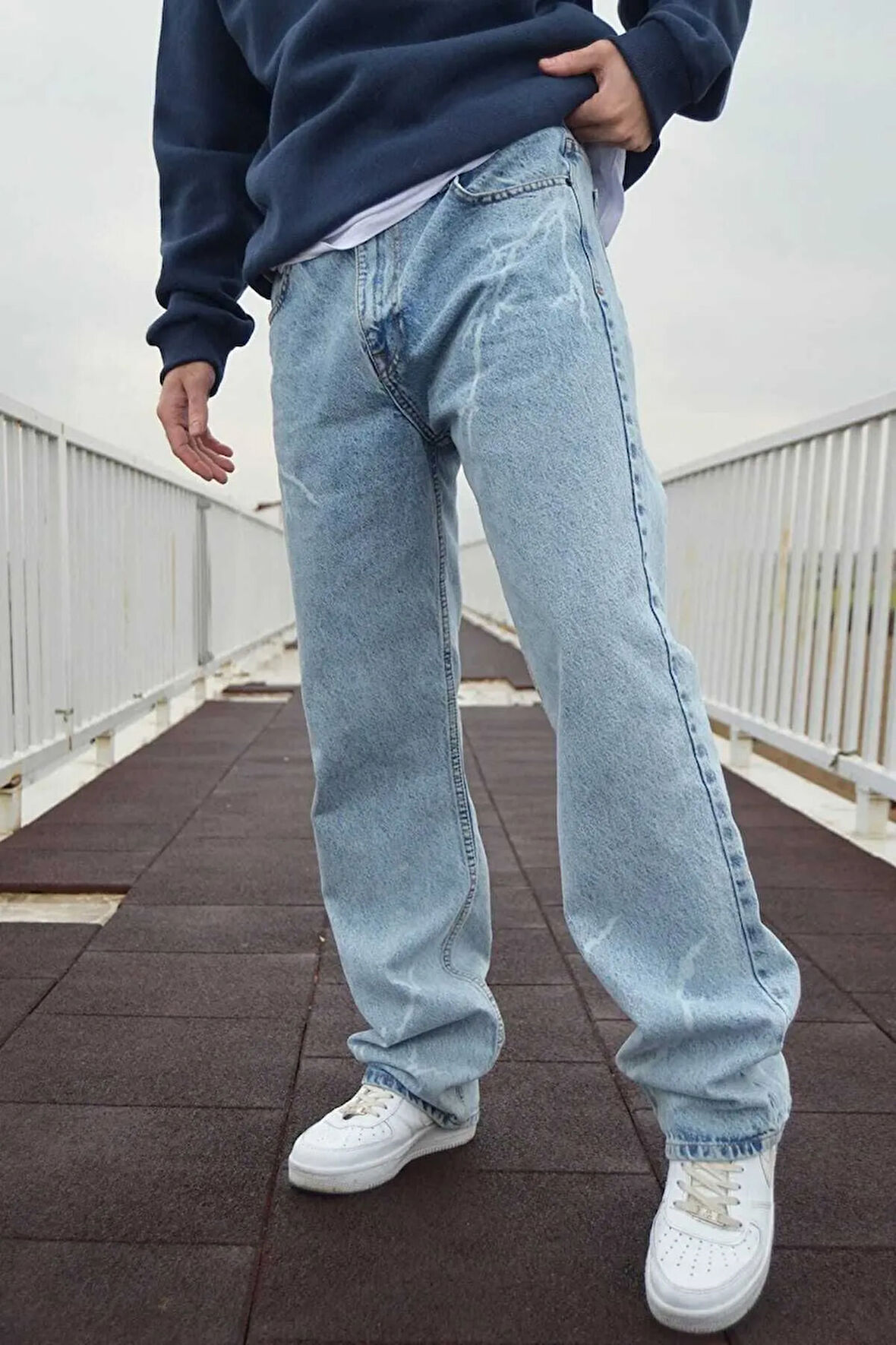 Kaizerdenim Erkek Şimşek Desenli Baggy Pantolon