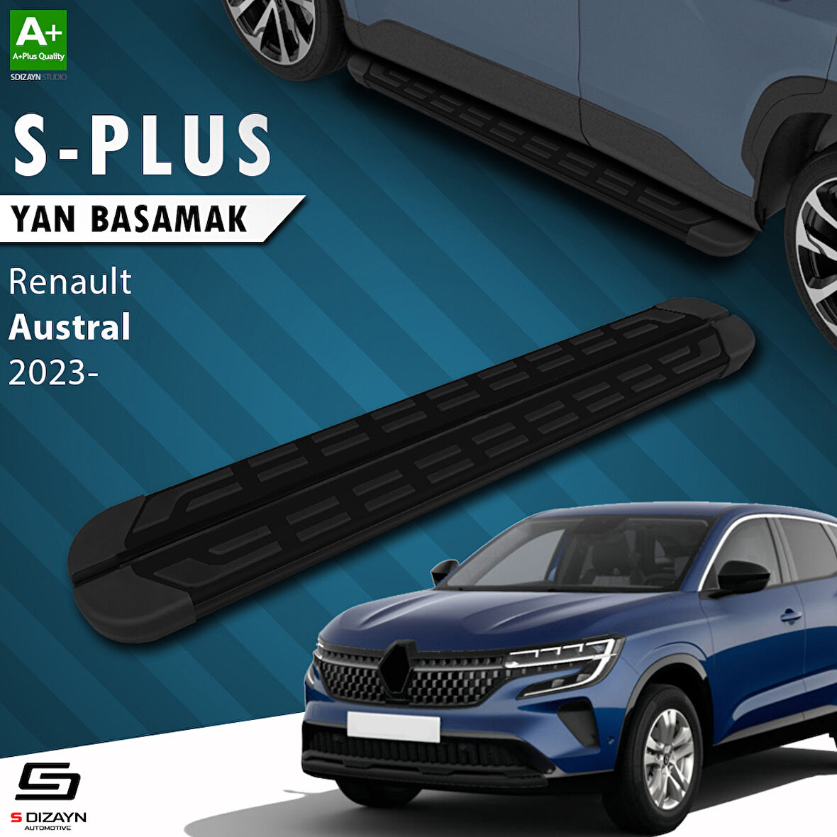S-Dizayn Renault Austral S-Plus Siyah Yan Basamak 183 Cm 2023 Üzeri A+ Kalite