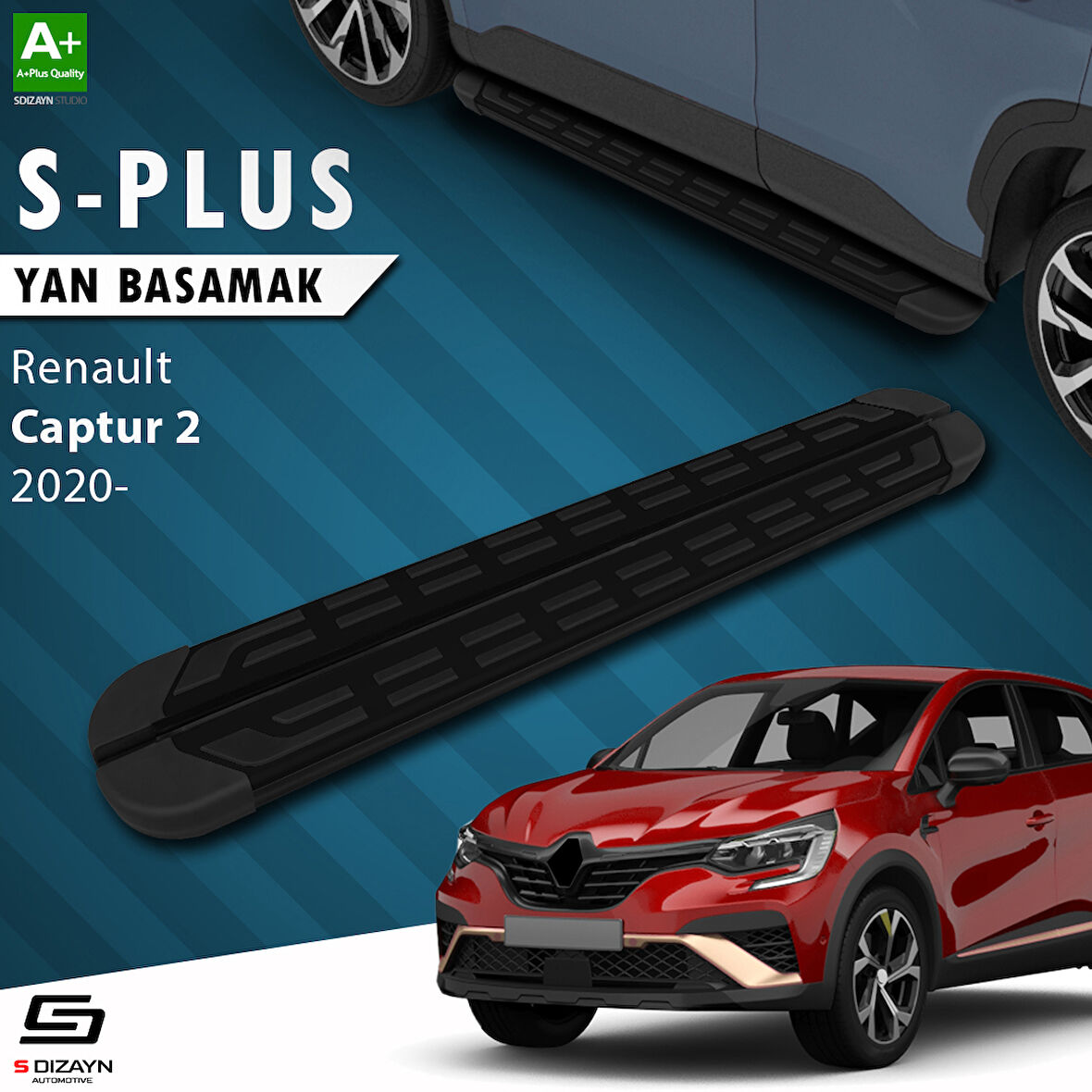S-Dizayn Renault Captur 2 S-Plus Siyah Yan Basamak 183 Cm 2020 Üzeri A+ Kalite
