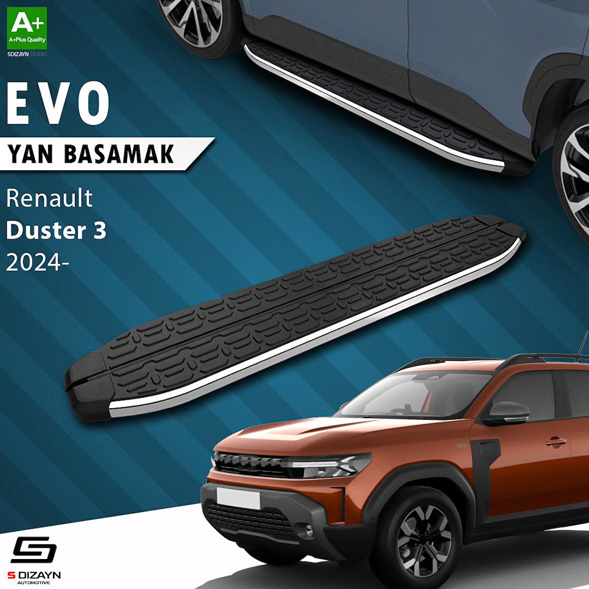 S-Dizayn Renault Duster 3 Evo Krom Yan Basamak 183 Cm 2024 Üzeri A+ Kalite