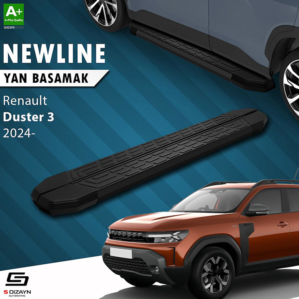S-Dizayn Renault Duster 3 NewLine Siyah Yan Basamak 183 Cm 2024 Üzeri A+ Kalite