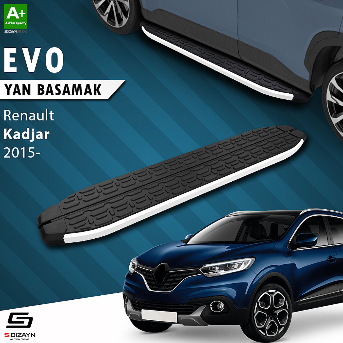S-Dizayn Renault Kadjar Evo Aluminyum Yan Basamak 173 Cm 2015-2022 A+ Kalite