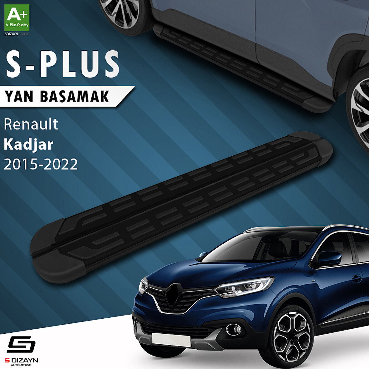 S-Dizayn Renault Kadjar S-Plus Siyah Yan Basamak 173 Cm 2015-2022 A+ Kalite