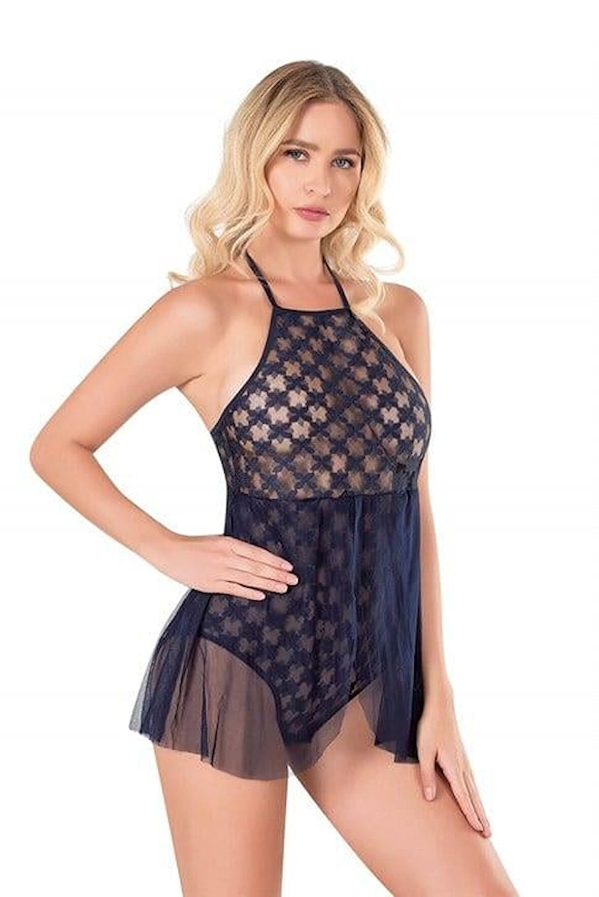 Lacivert Bodysuit Gecelik