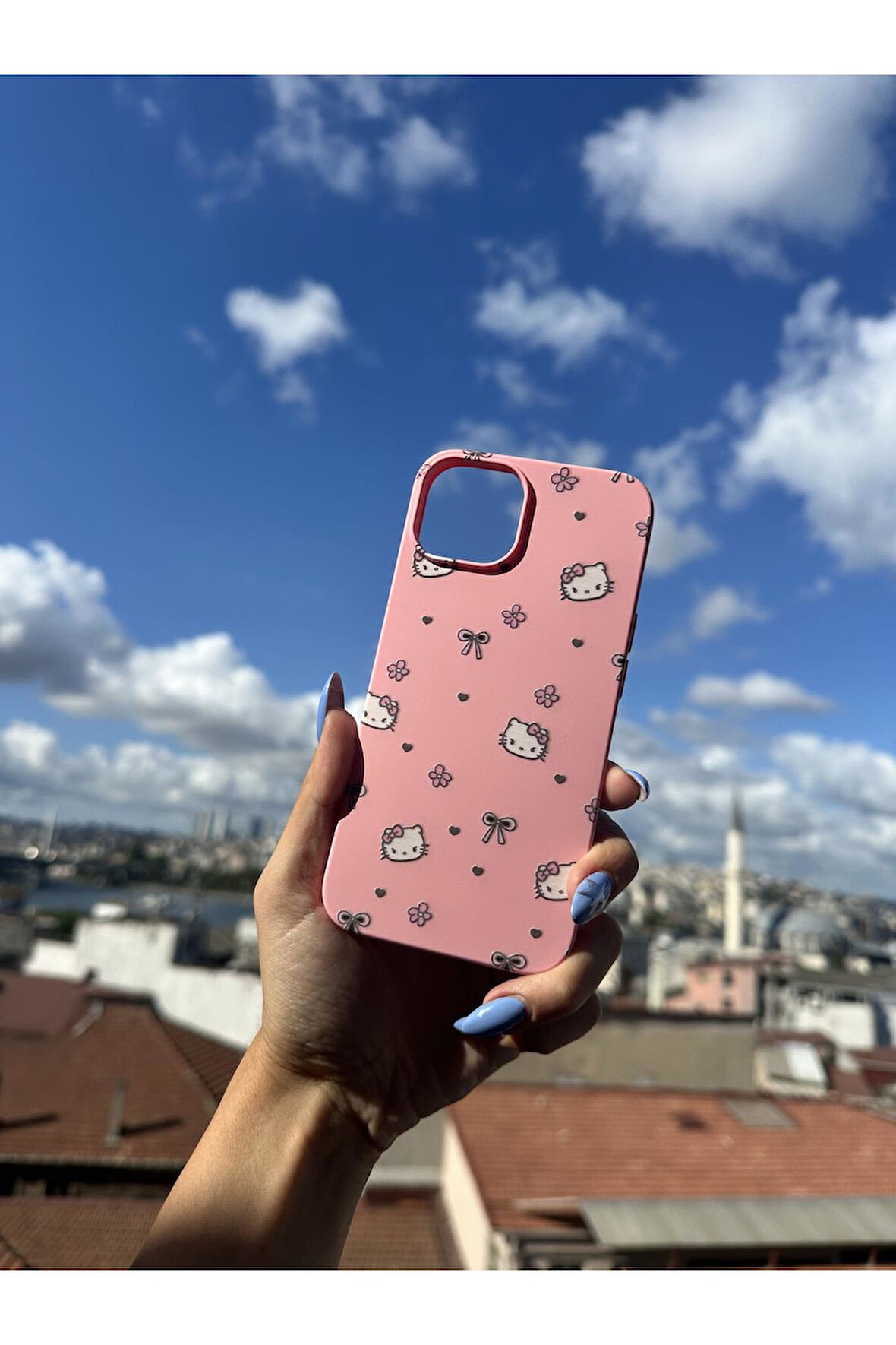 Realme C55 Uyumlu Sevimli Hello Kittys Tasarımlı Telefon Kılıfı - Şeker Pembe