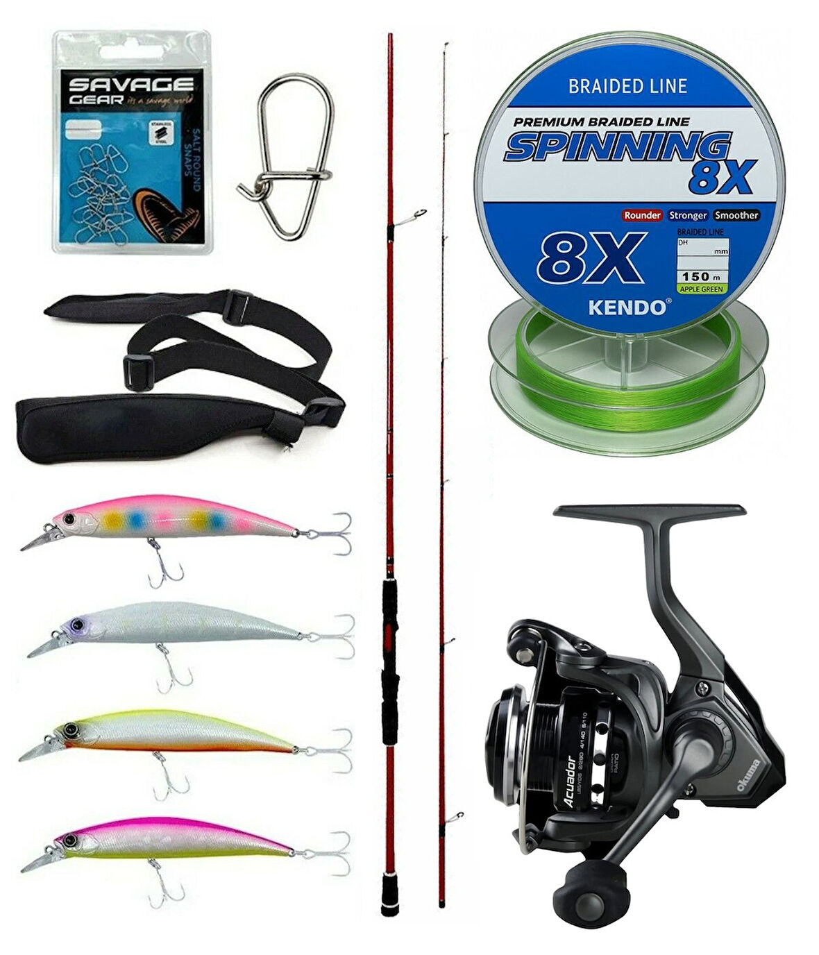 Yek Outdoor Spin Olta Seti Okuma Red Spin 279 cm 10-40 gr Spin Kamışı&Okuma Acuador ACU-4000A Olta Makinesi