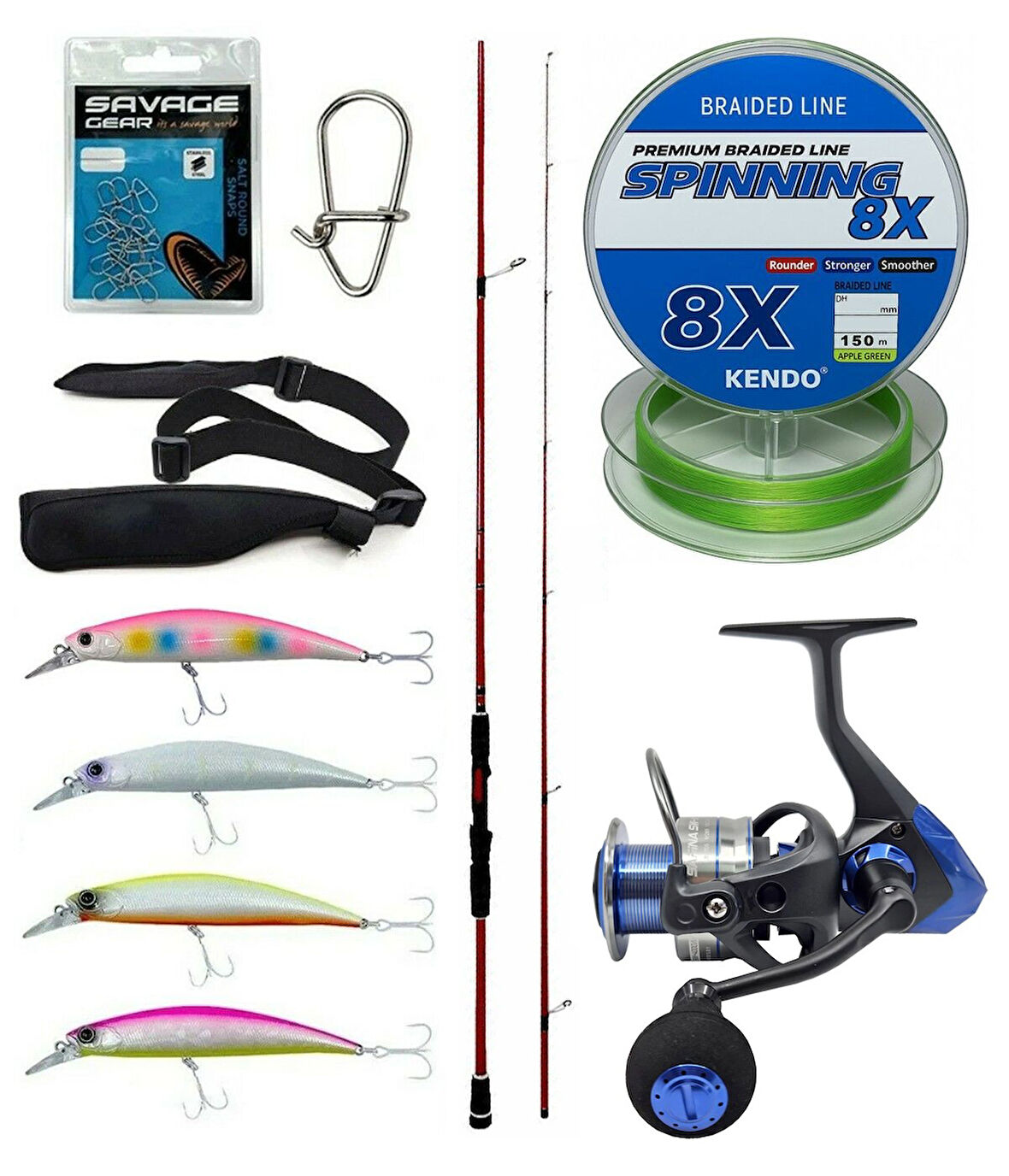 Yek Outdoor Spin Olta Seti Okuma Red Spin 279 cm 10-40 gr Spin Kamışı&Okuma Safina 3000A Olta Makinesi