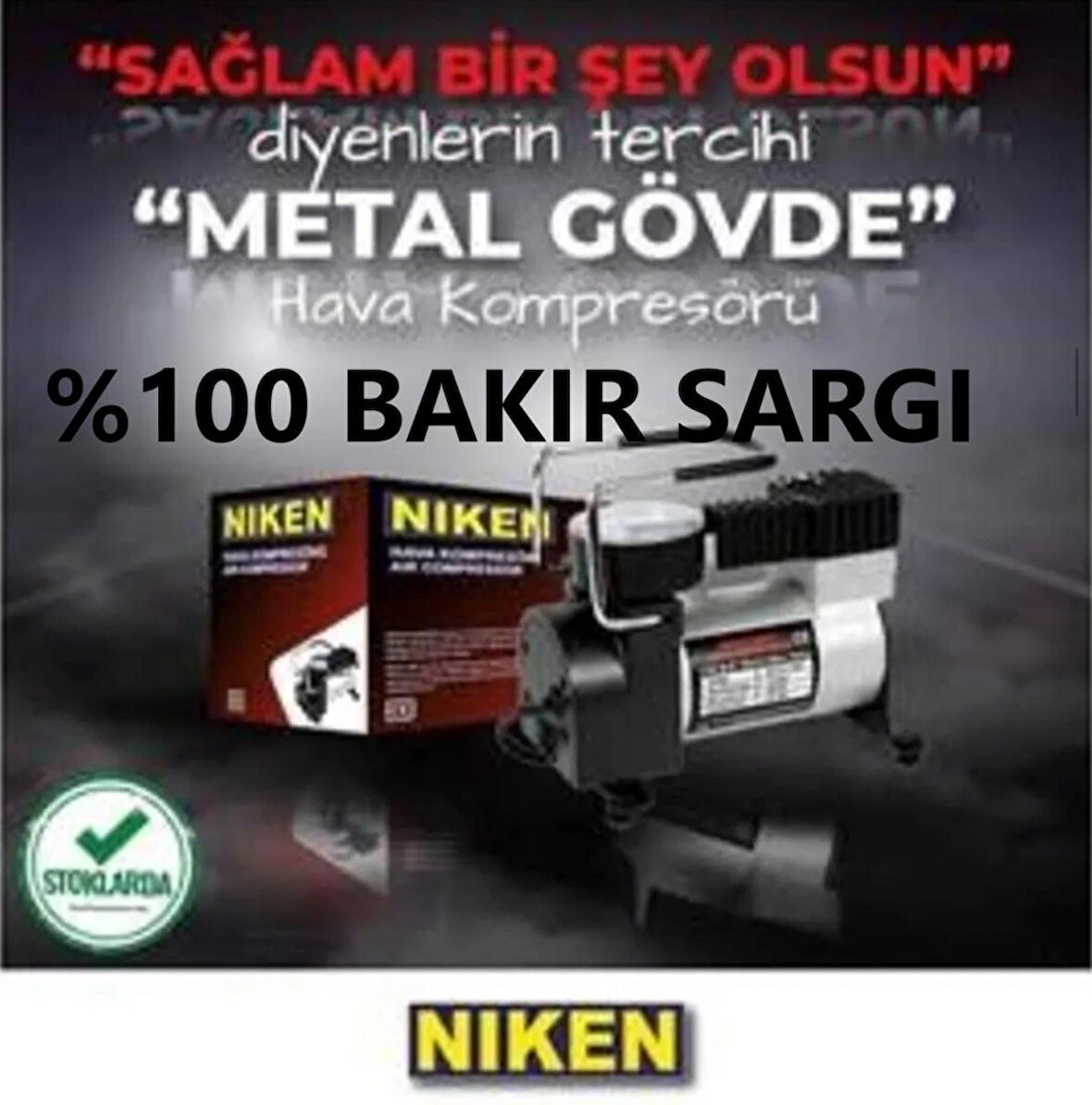 Metal Gövdeli Oto Lastik Şişirme Pompası 150 Psi Çakmaklık Girişli (%100 bakır sargılı)