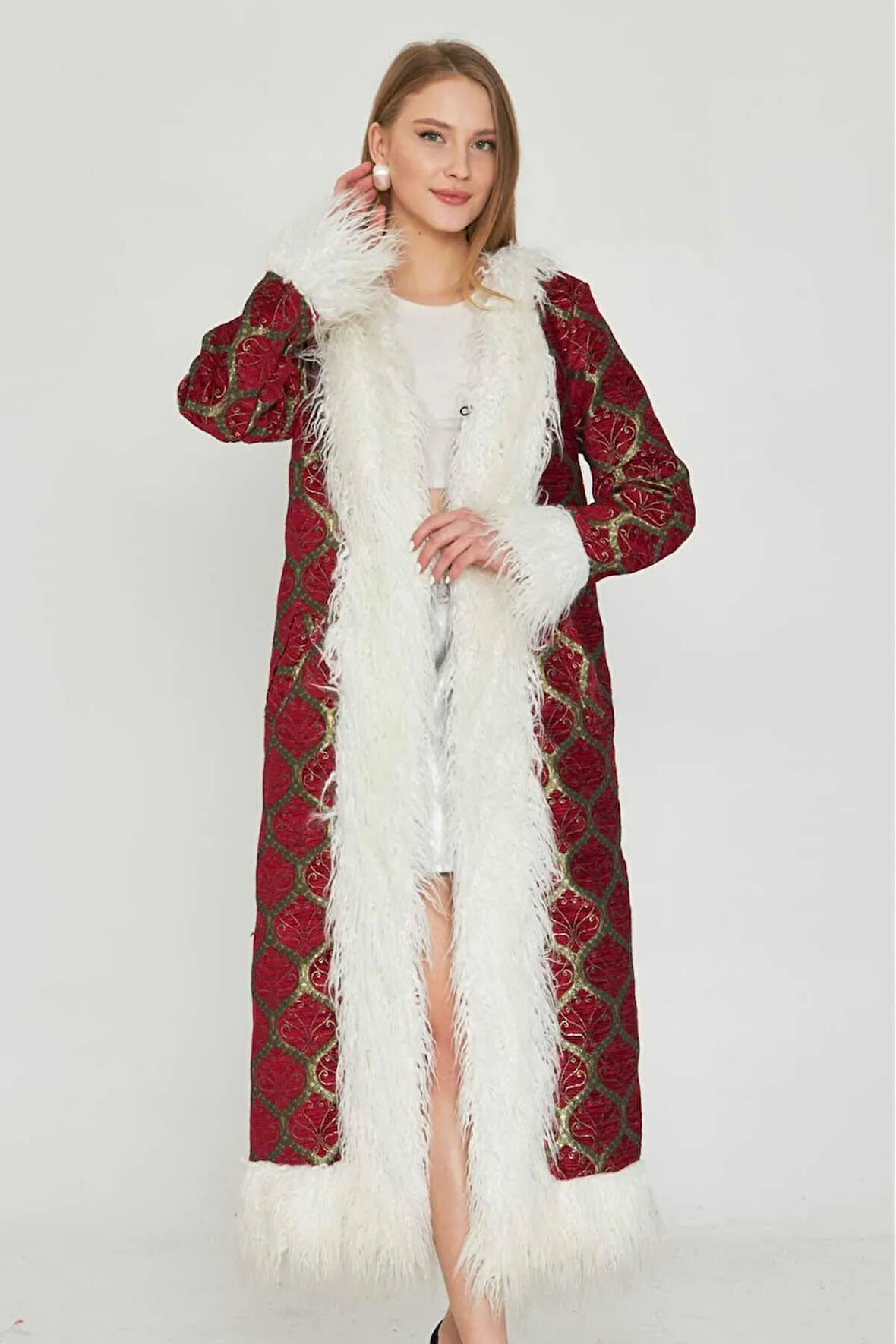 Jakar Suni Kürk Detaylı Kaftan