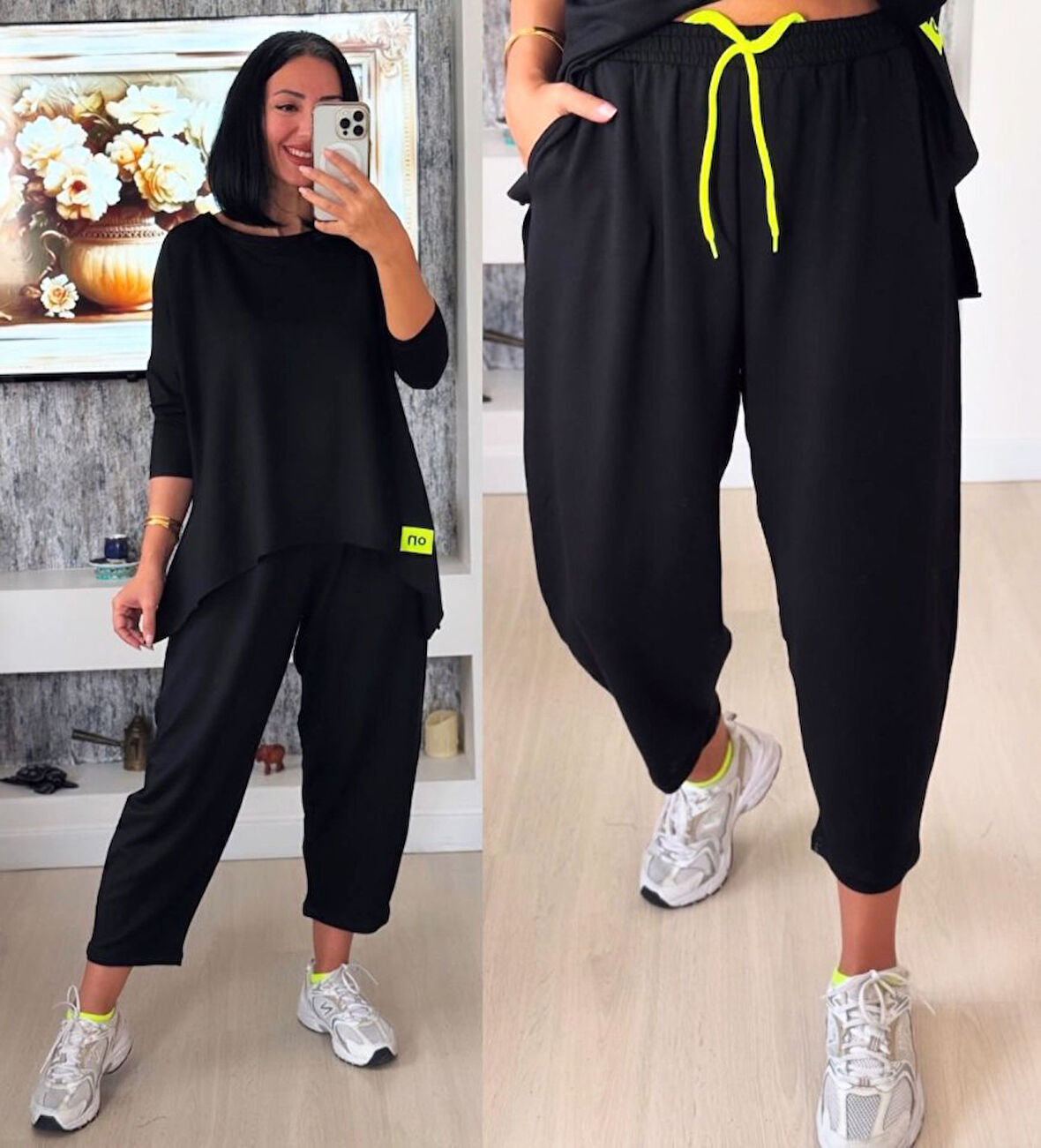 Reka Moda Kadın Iki Iplik Viskon Pamuk Kumaş Arma Detaylı Ikili Takım