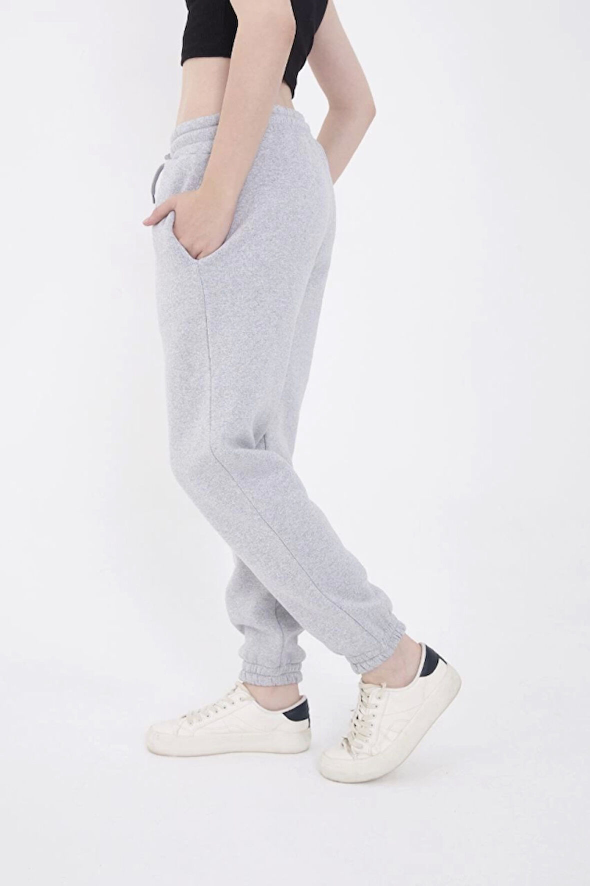 Reka Moda Üç İplik Basic Lastikli Eşofman Pantolon - Gri
