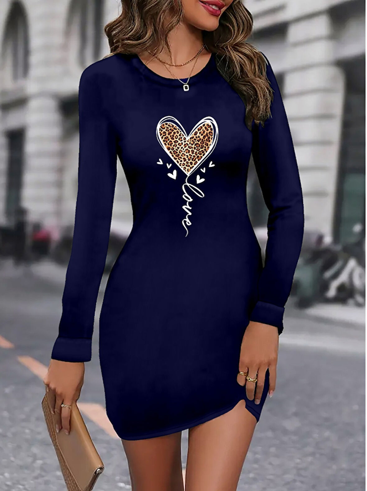 Reka Moda Kadın Uzun Kollu Bisiklet Yaka Kısa Viskon Iki Iplik Elbise