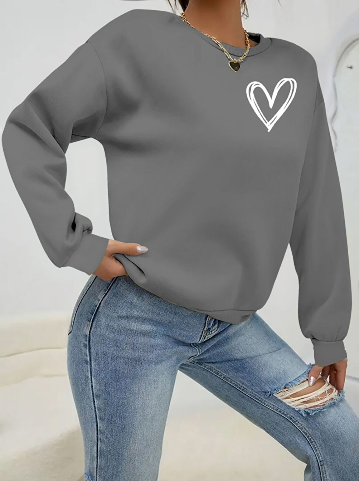 Reka Moda Kadın Uzun Kollu Bisiklet Yaka Viskon Iki Iplik Bluz