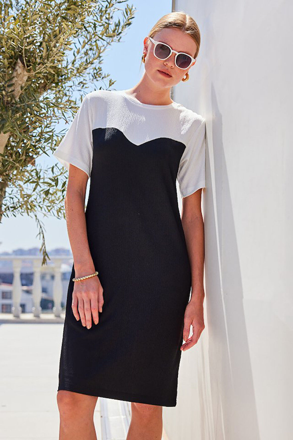 Reka Moda 2505 Yazlık Örme Elbise - Siyah