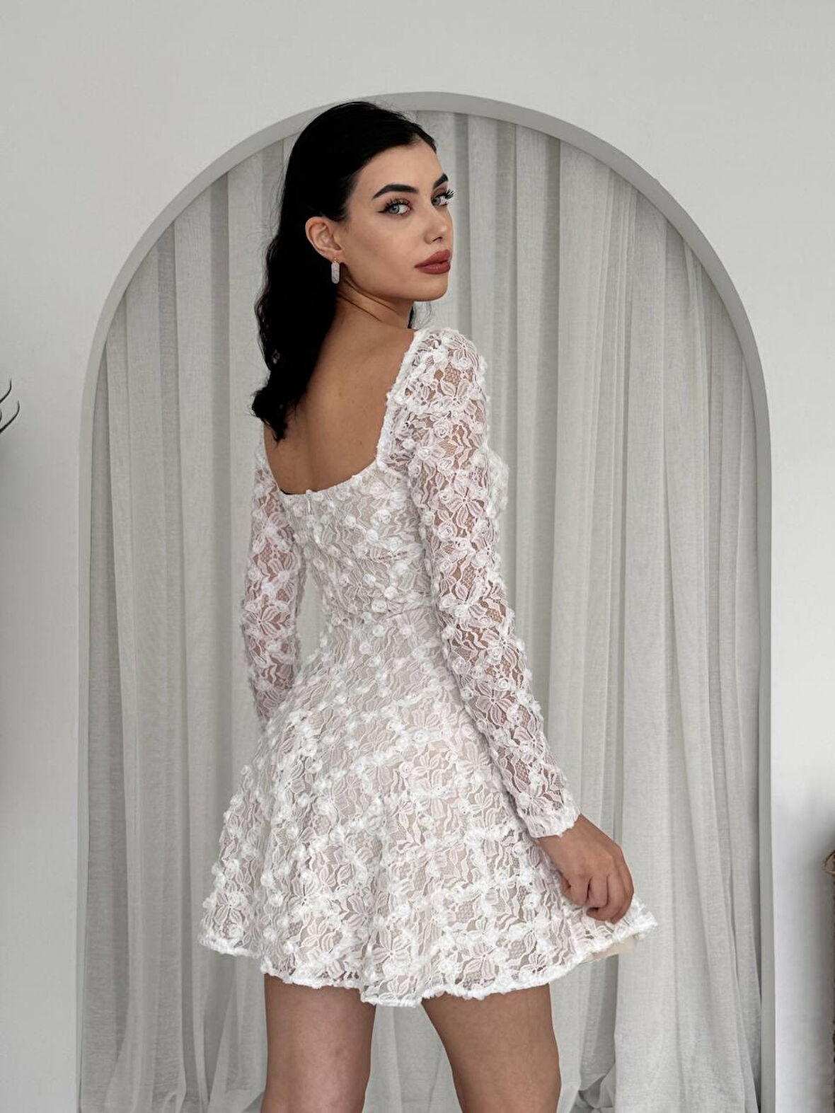 Reka Moda Fers Çiçek Detay Elbise