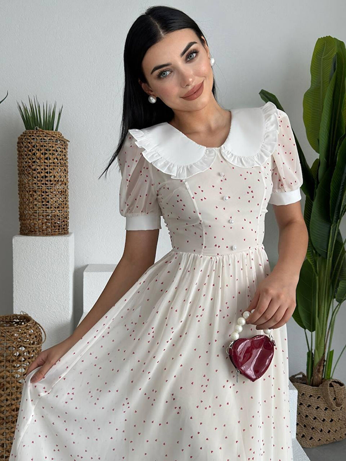 Reka Moda Aversa İnci Detay Şifon Elbise