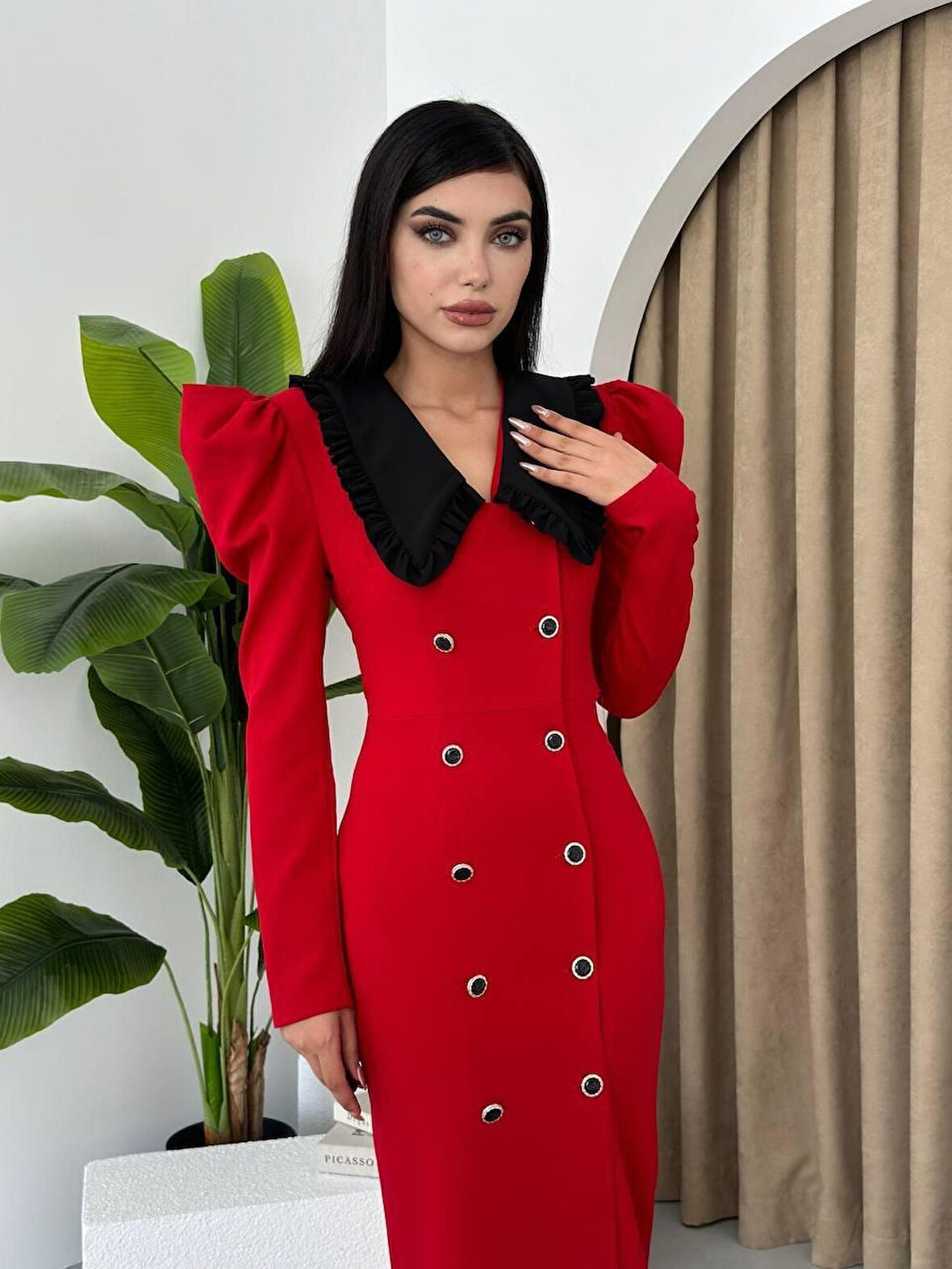 Reka Moda Palmas Geniş Yakalı Elbise