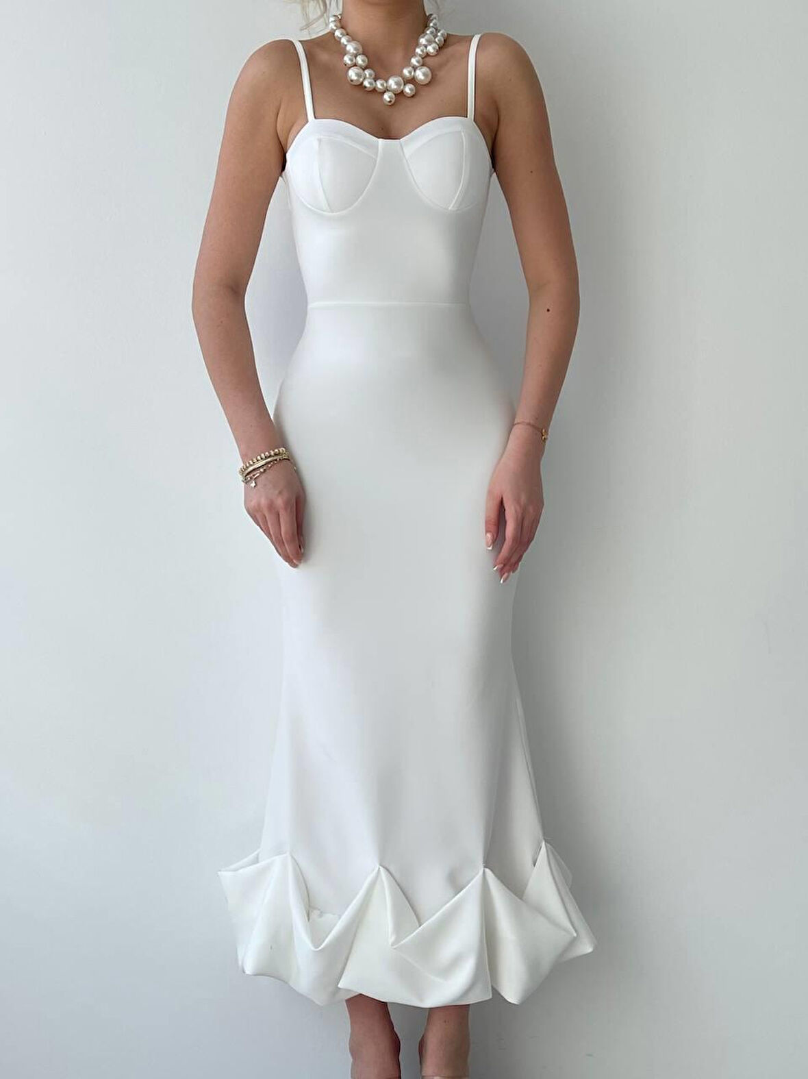 Reka Moda Dominic Eteği Büzgülü Midi Boy Elbise