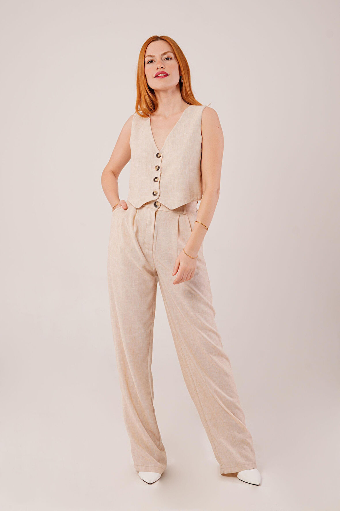 Reka Moda Kırçıllı Desen Bej Takım