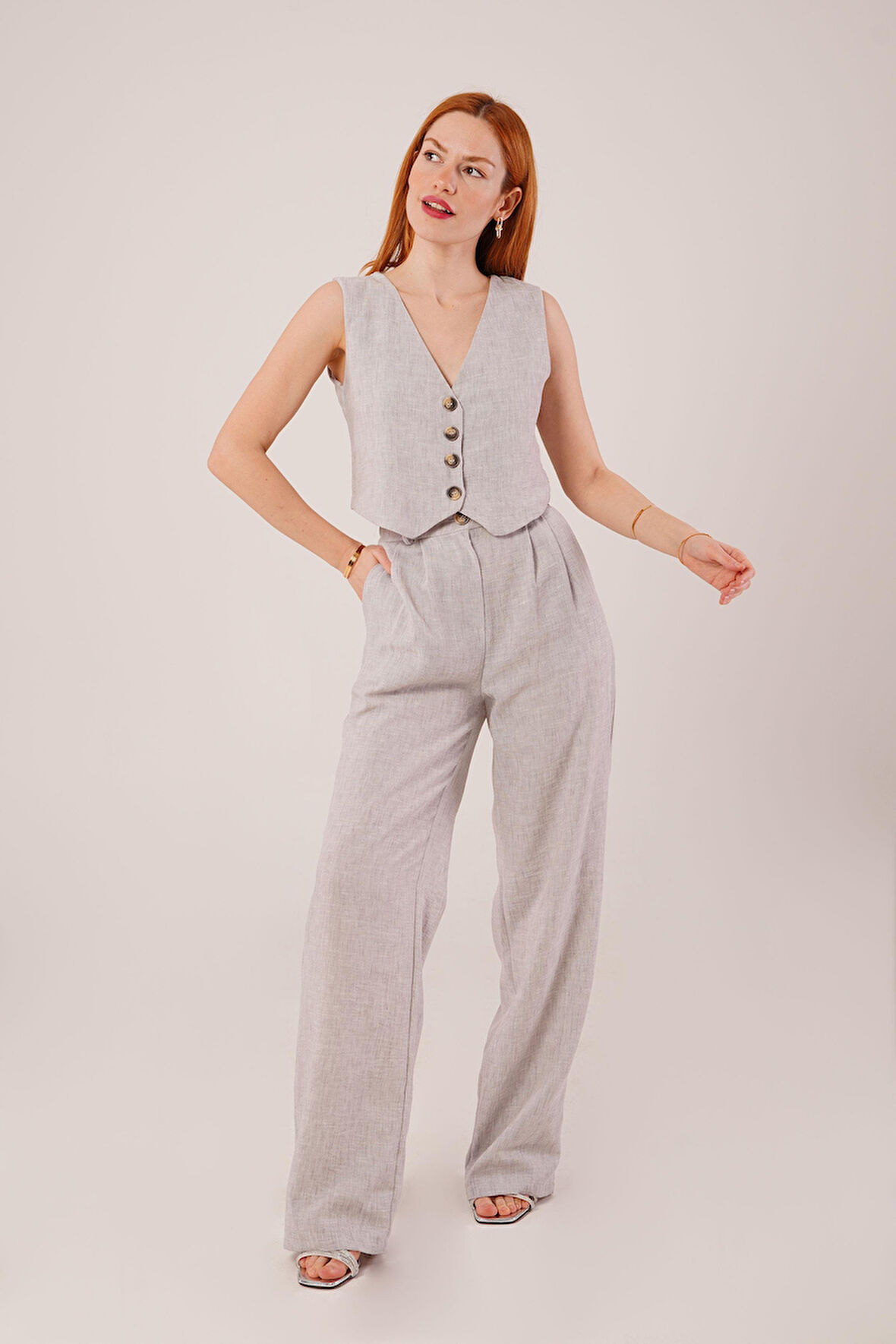 Reka Moda Kırçıllı Desen Gri Takım