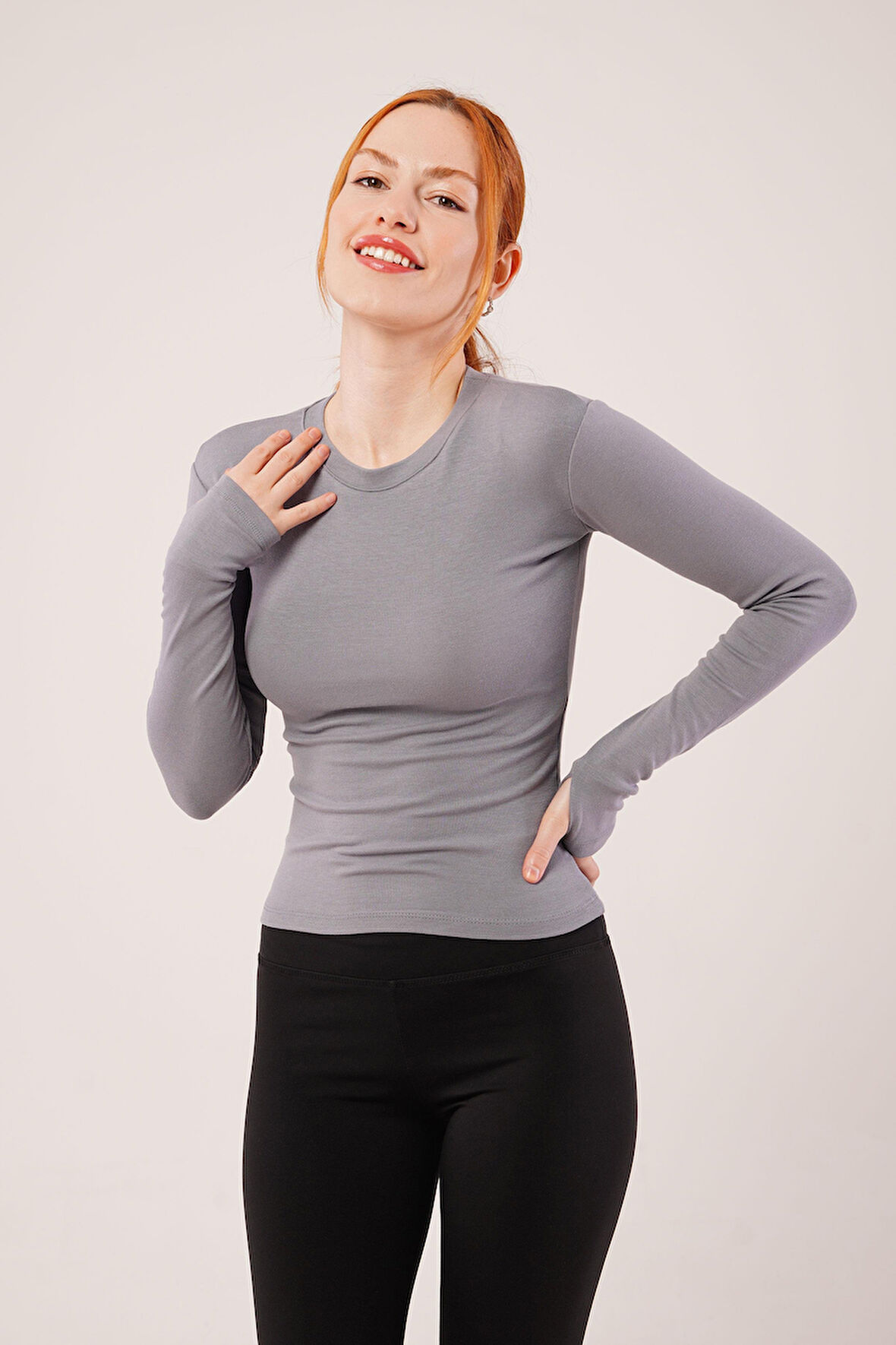 Reka Moda Uzun Kollu Basic Gri Bluz