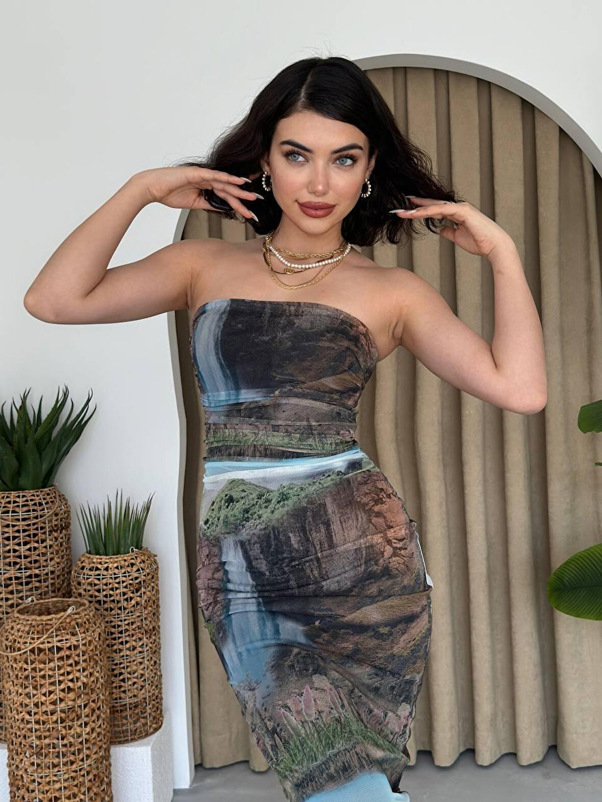 Reka Moda Mountain Straplez Tül Elbise