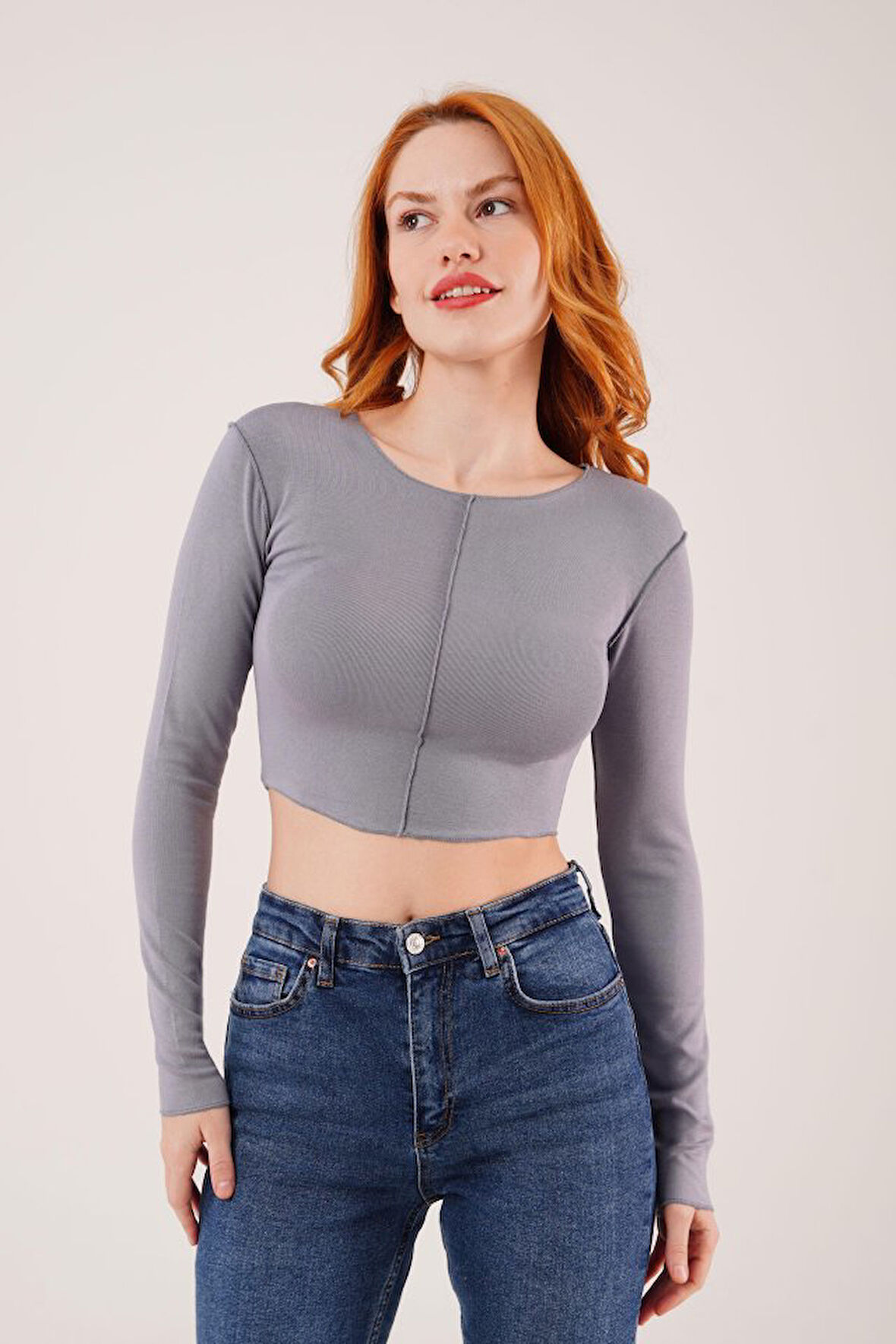 Reka Moda Ters Dikişli Basic Antrasit Body Bluz