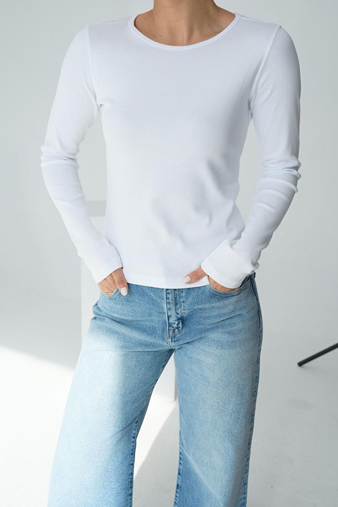 Reka Moda Uzun Kol Örme Body - Beyaz