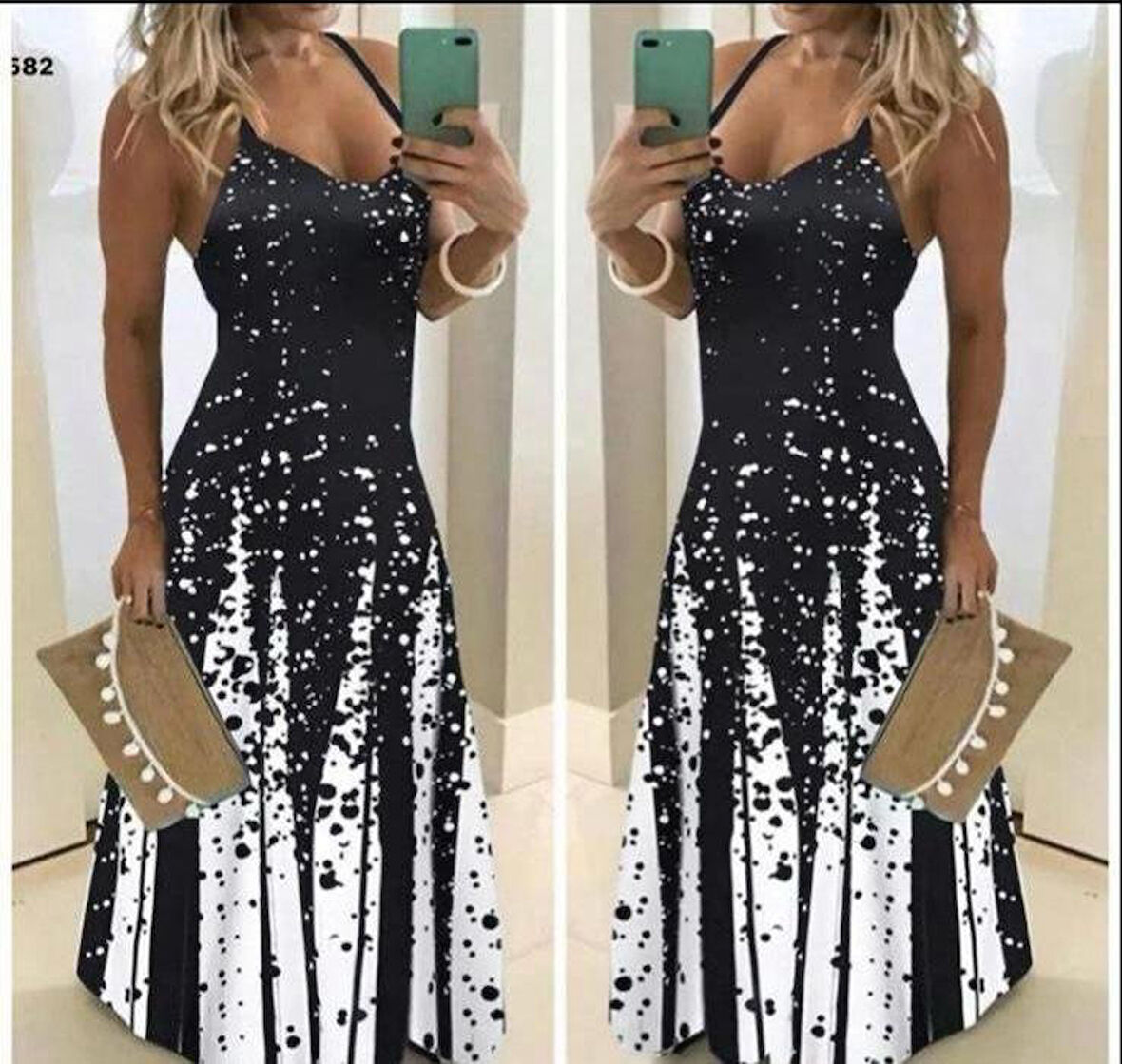 Reka Moda Kadın Suprem Kumaş Dijital Baskılı Elbise