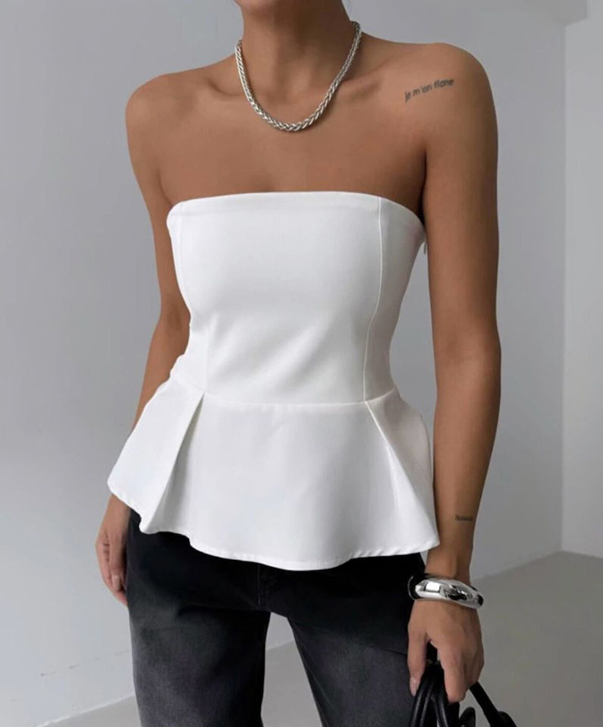 Reka Moda Pileli Straplez Bluz