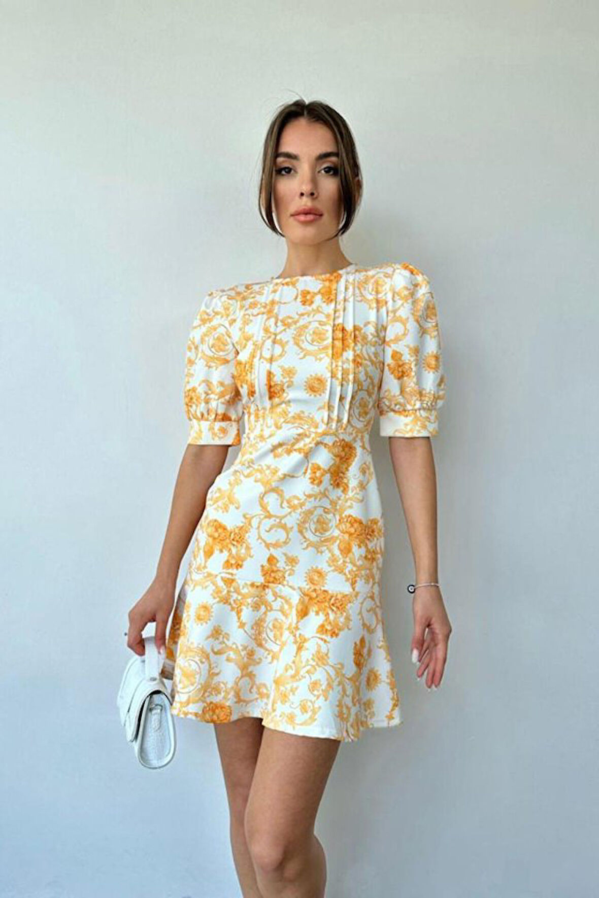 Reka Moda Sarı Çiçekli Elbise