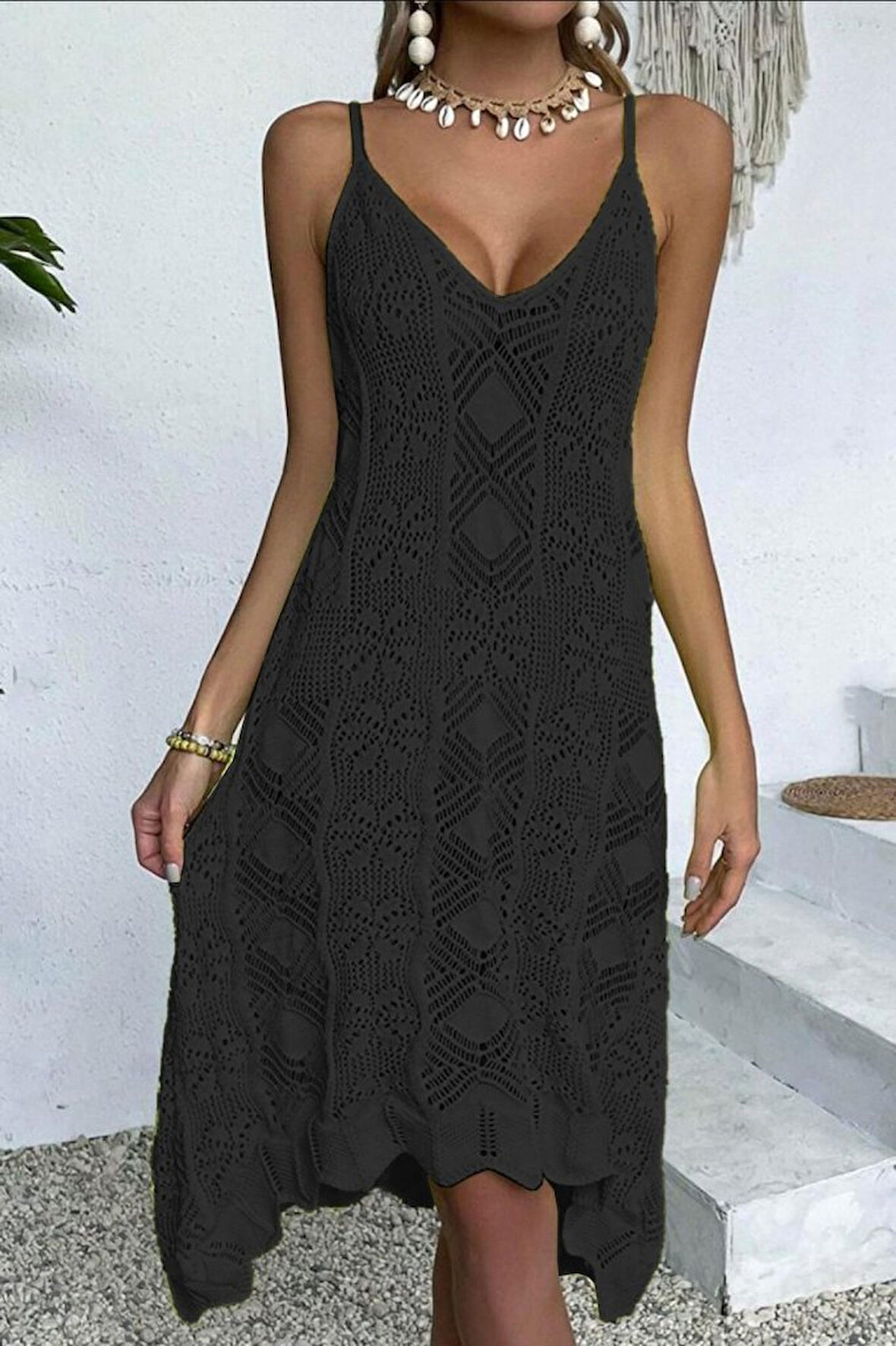 Reka Moda Kadın Kalın Askılı Triko Elbise