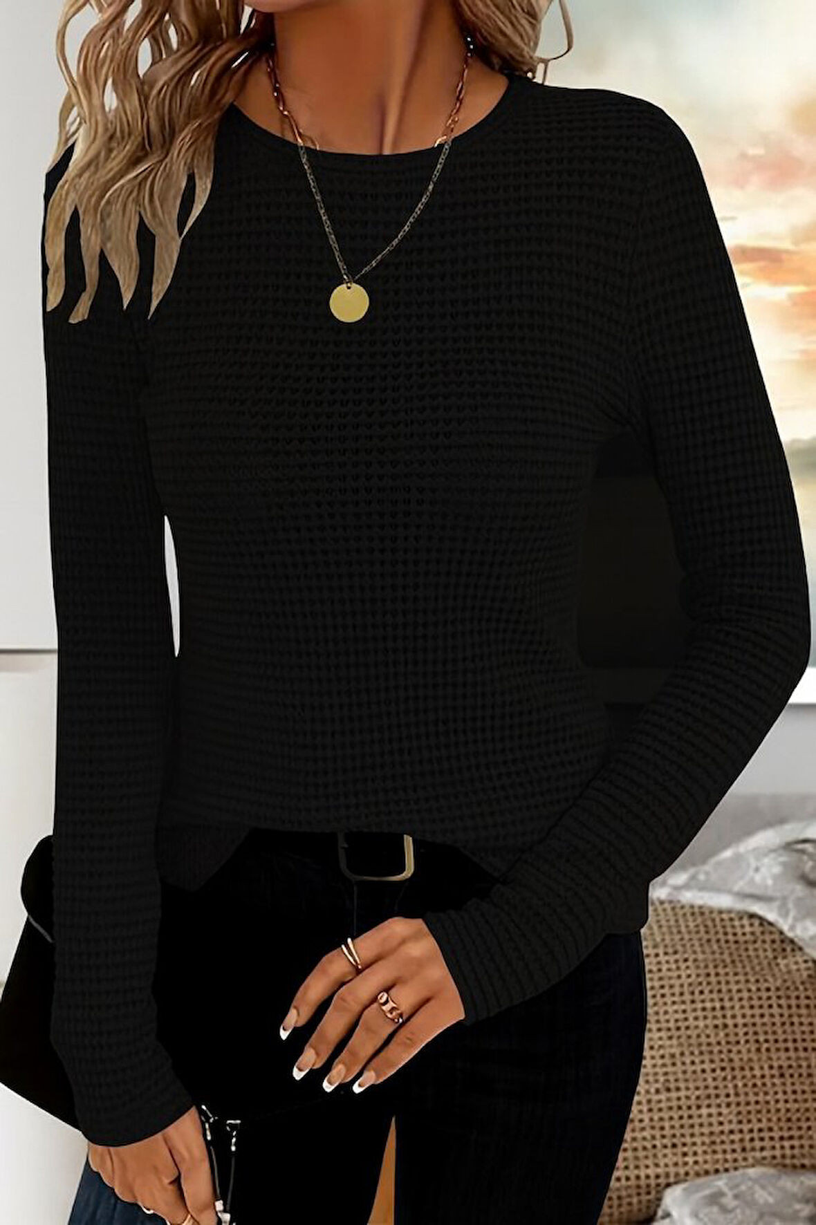 Reka Moda Kadın Uzun Kollu Bisiklet Yaka Triko Kazak