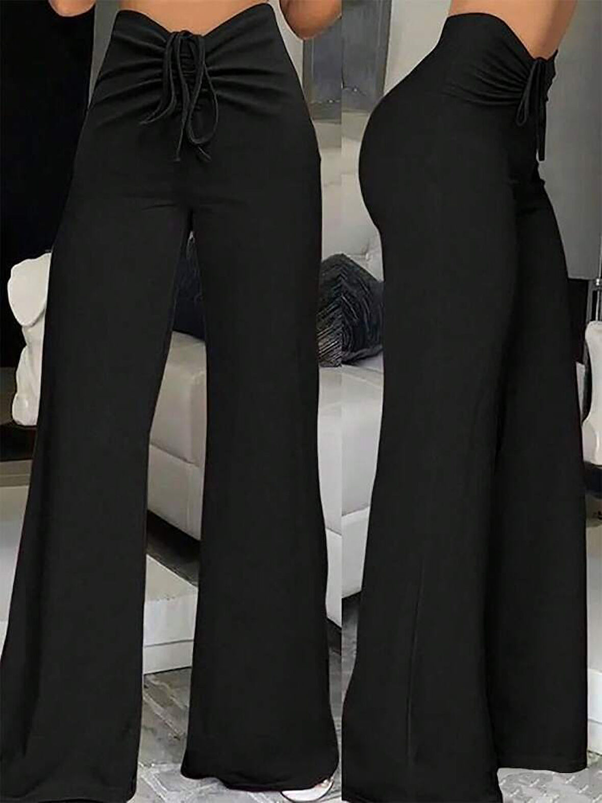 Reka Moda Kadın Yüksek Bel önden Büzgülü Ispanyol Ithal Krep Pantolon