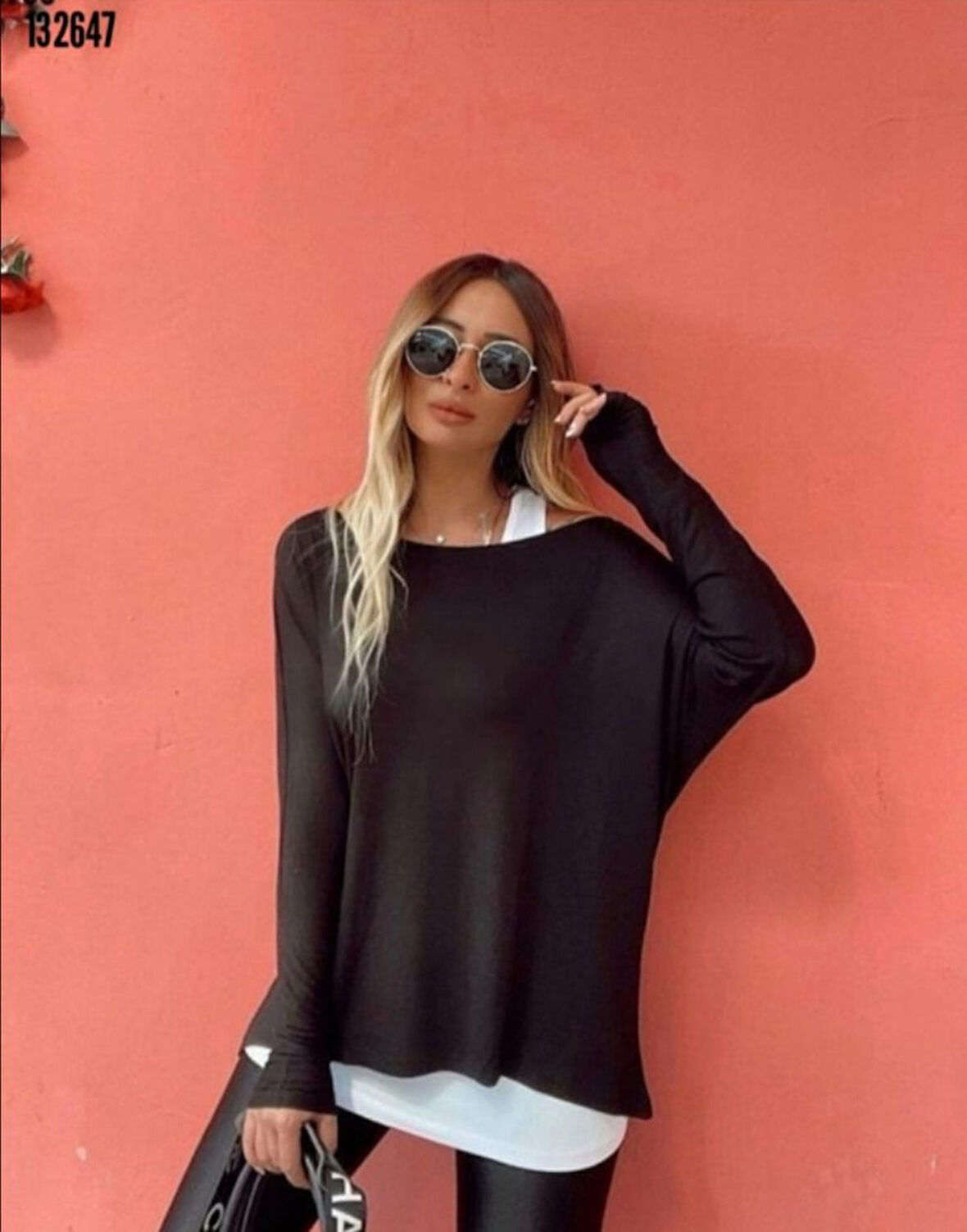 Reka Moda Kadın Uzun Kollu Tek Omuzdan Açık çilek Bluz Ve Viskon Atlet Ikili Takım