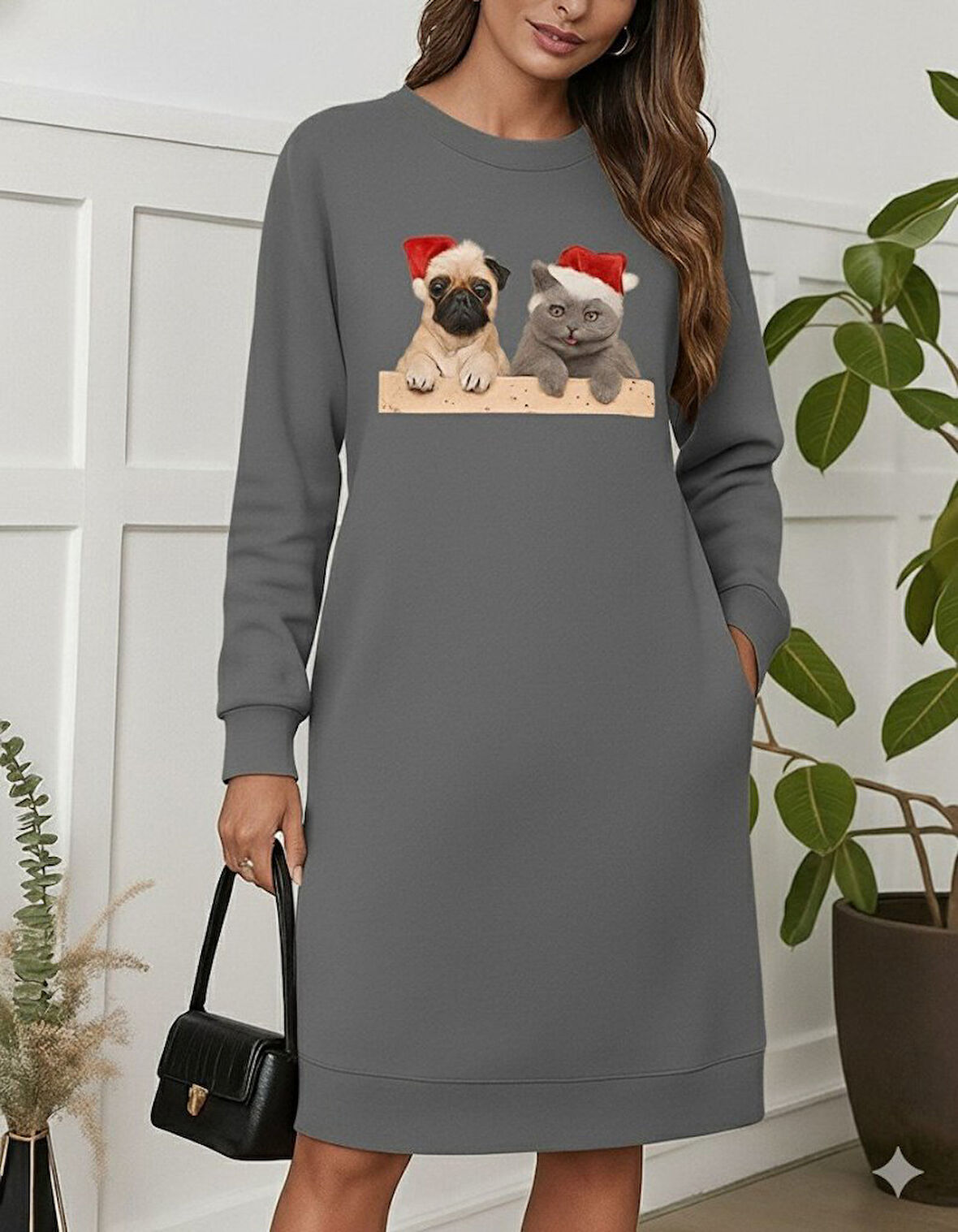 Reka Moda Kadın Uzun Kollu Bisiklet Yaka Desenli Viskon Iki Iplik Bluz