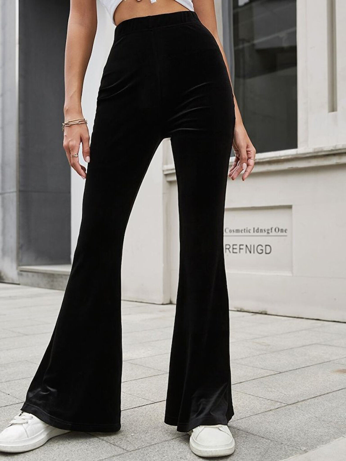 Reka Moda Kadın Yüksek Bel Paçaya Doğru Genişleyen Kadife Pantolon