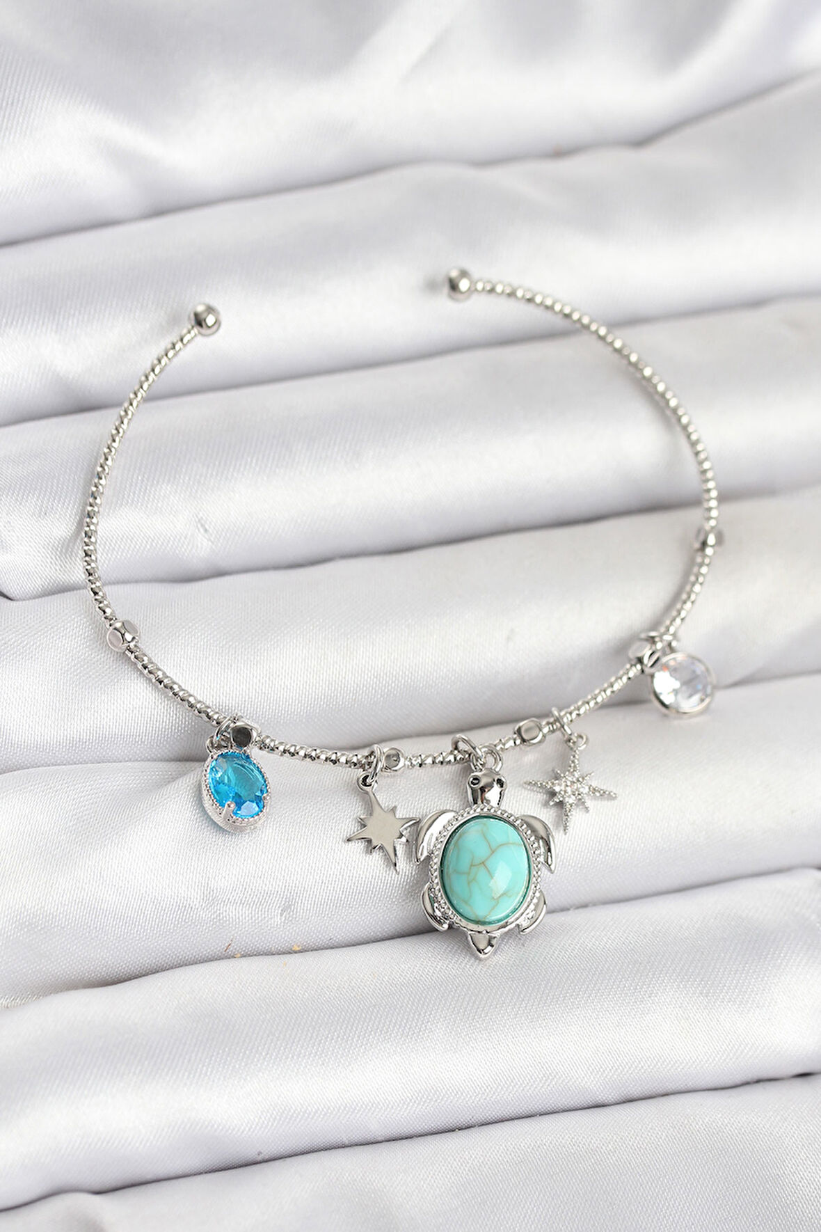 Reka Moda Caretta Caretta Charmlı Gümüş Renk Kadın Bileklik