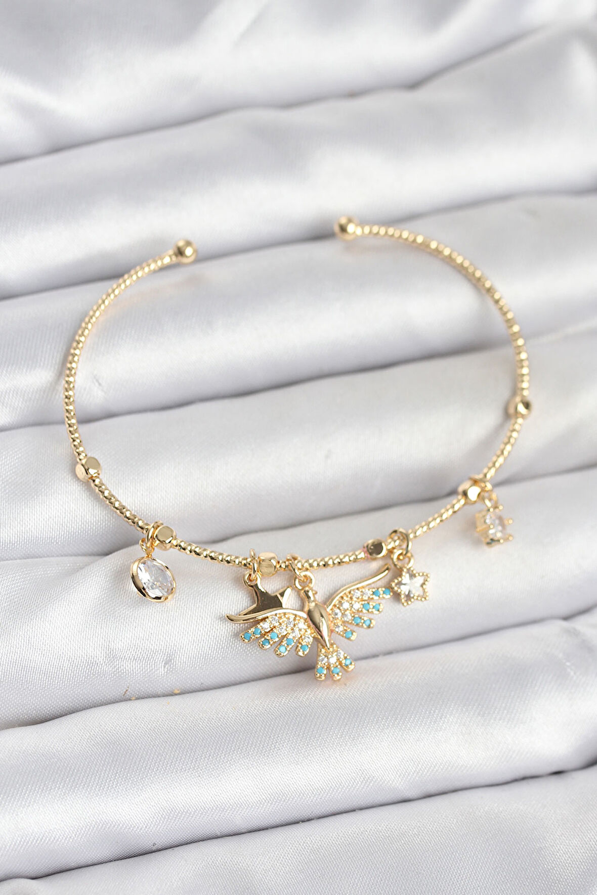 Reka Moda Anka Kuşu Charmlı Gold Renk Pirinç Kadın Bileklik