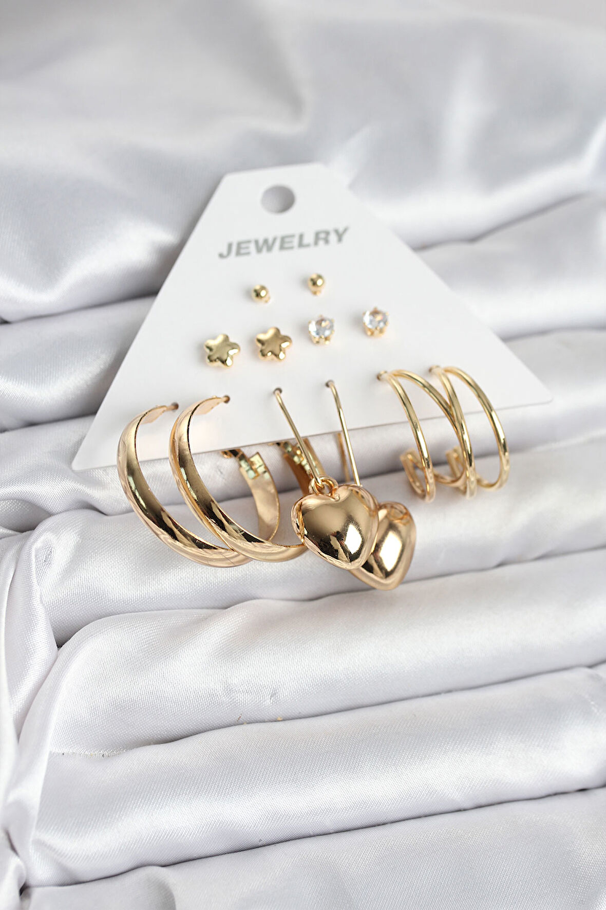 Reka Moda 6 Çift Kadın Küpe Seti Gold Renk