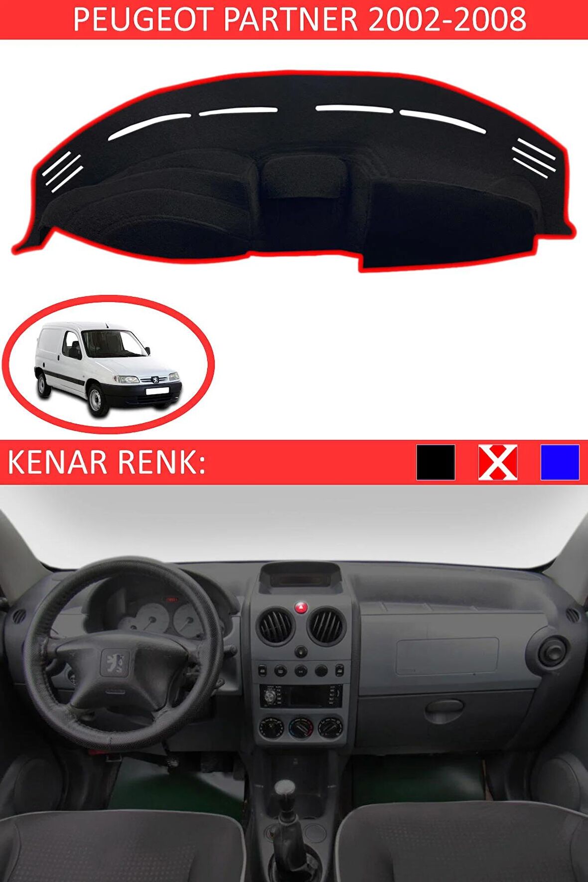 Renault 12 Toros 1973+ İçin Uygun Torpido Koruma Halısı Siyah Kenar Renk Mavi